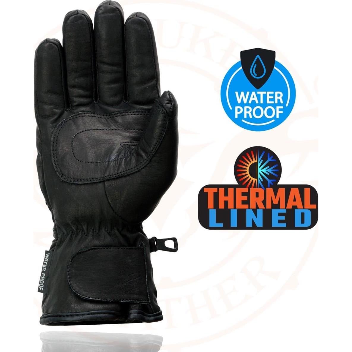 Guantes de cuero Milwaukee Leather MG7505 para moto en negro