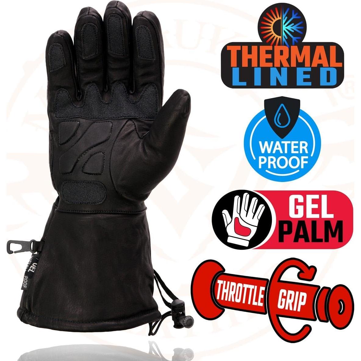 Guantes de cuero Milwaukee Leather MG7505 para moto 3X Negro