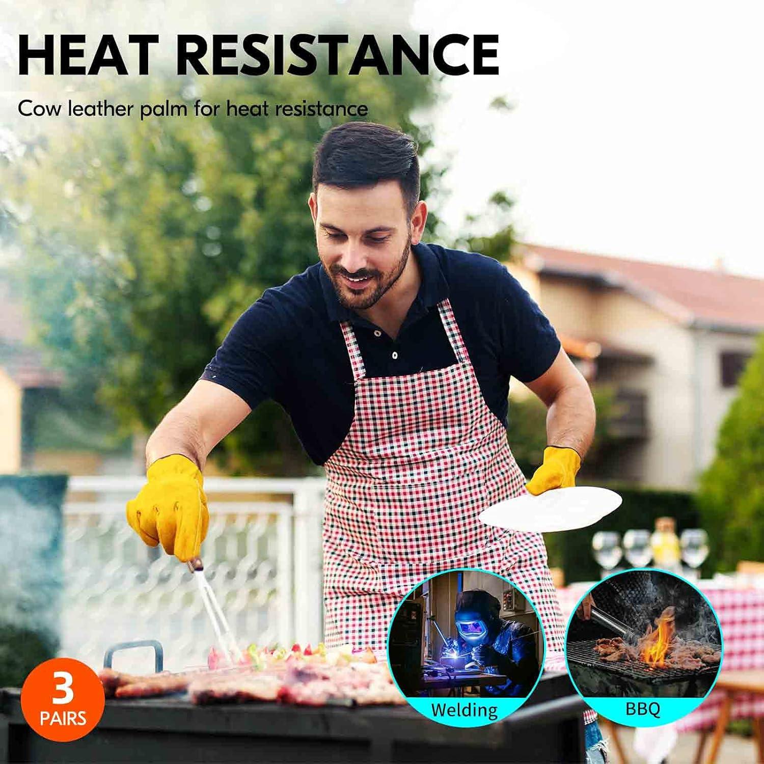 Guantes de Trabajo Vgo Cuero Vacuno XL 3 Pares Dorado