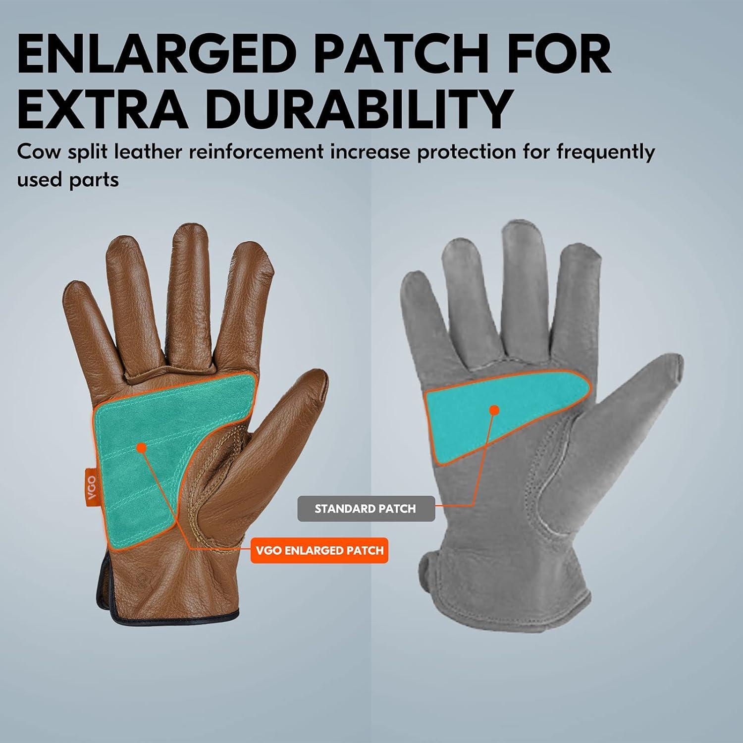 Guantes de Trabajo Vgo de Cuero Marrón Talla S Resistentes