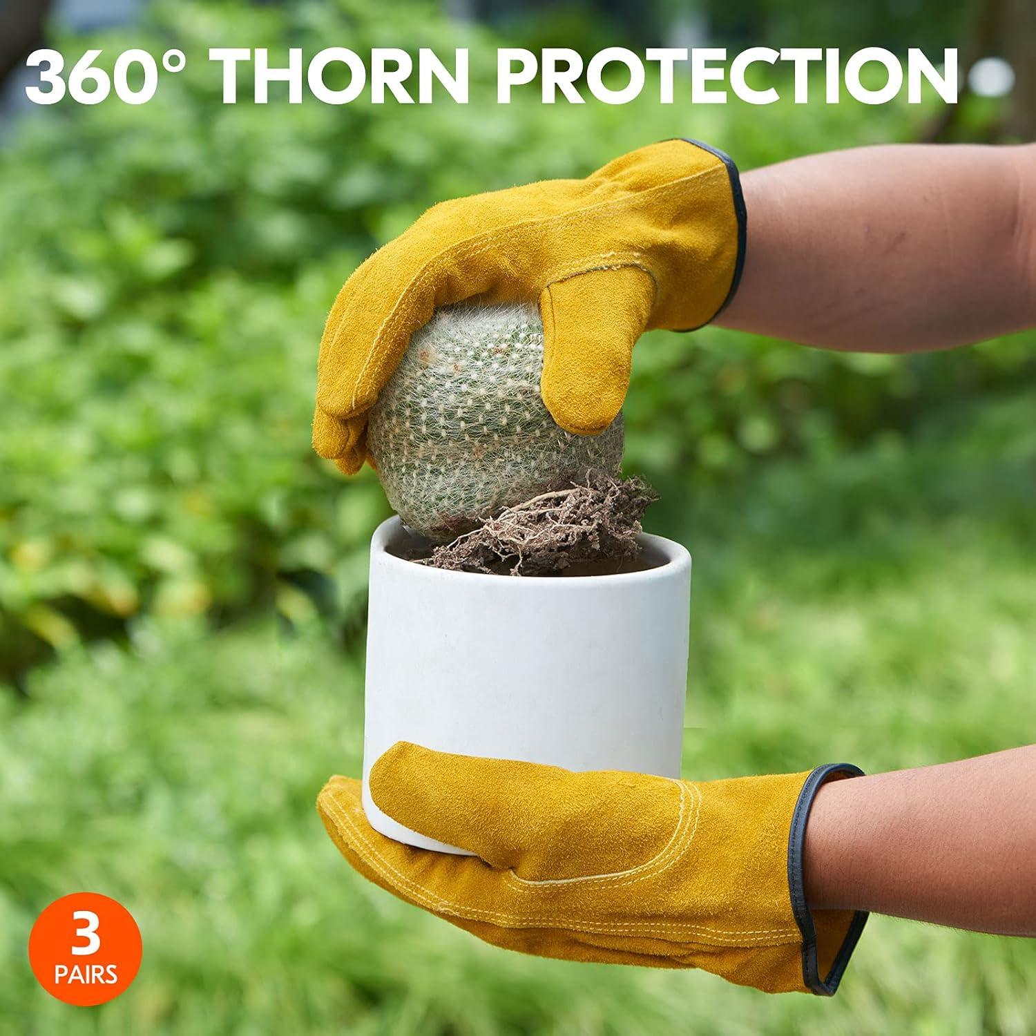 Guantes de Trabajo Vgo Cuero Vaca Grande 3 Pzas Dorado