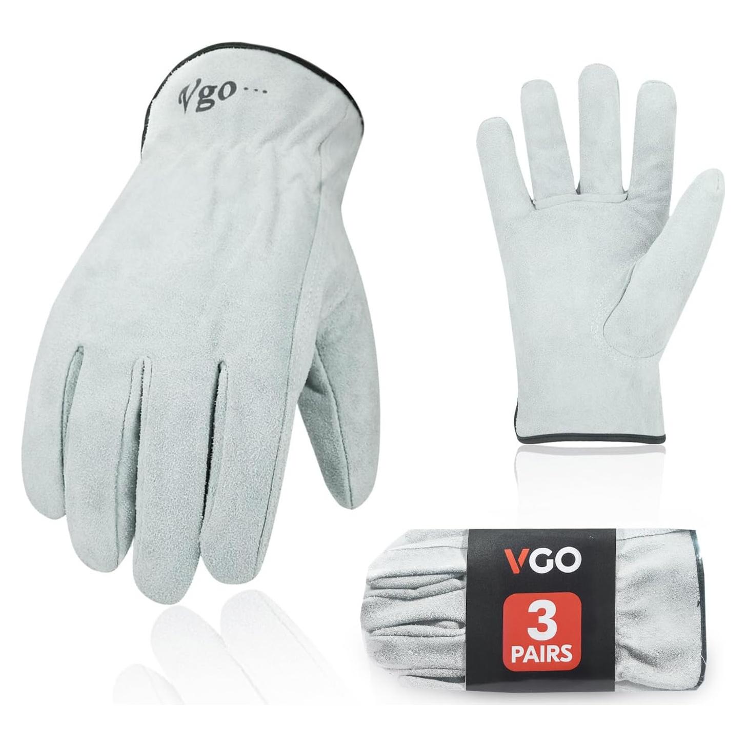 Guantes de Trabajo Vgo Cuero Vacuno 3 Pares XL Blanco