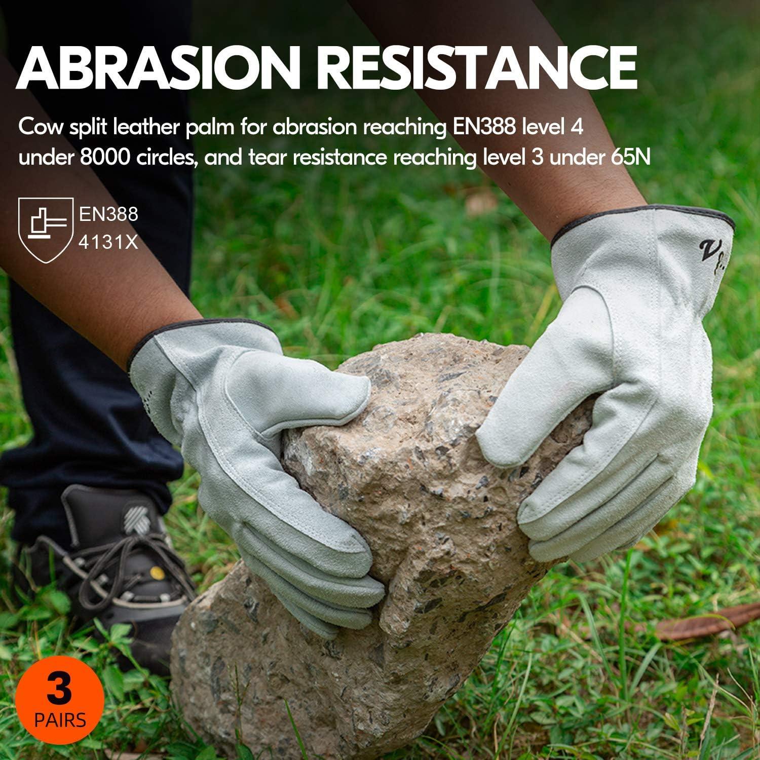 Guantes de Trabajo Vgo Cuero Vacuno 3 Pares XL Blanco