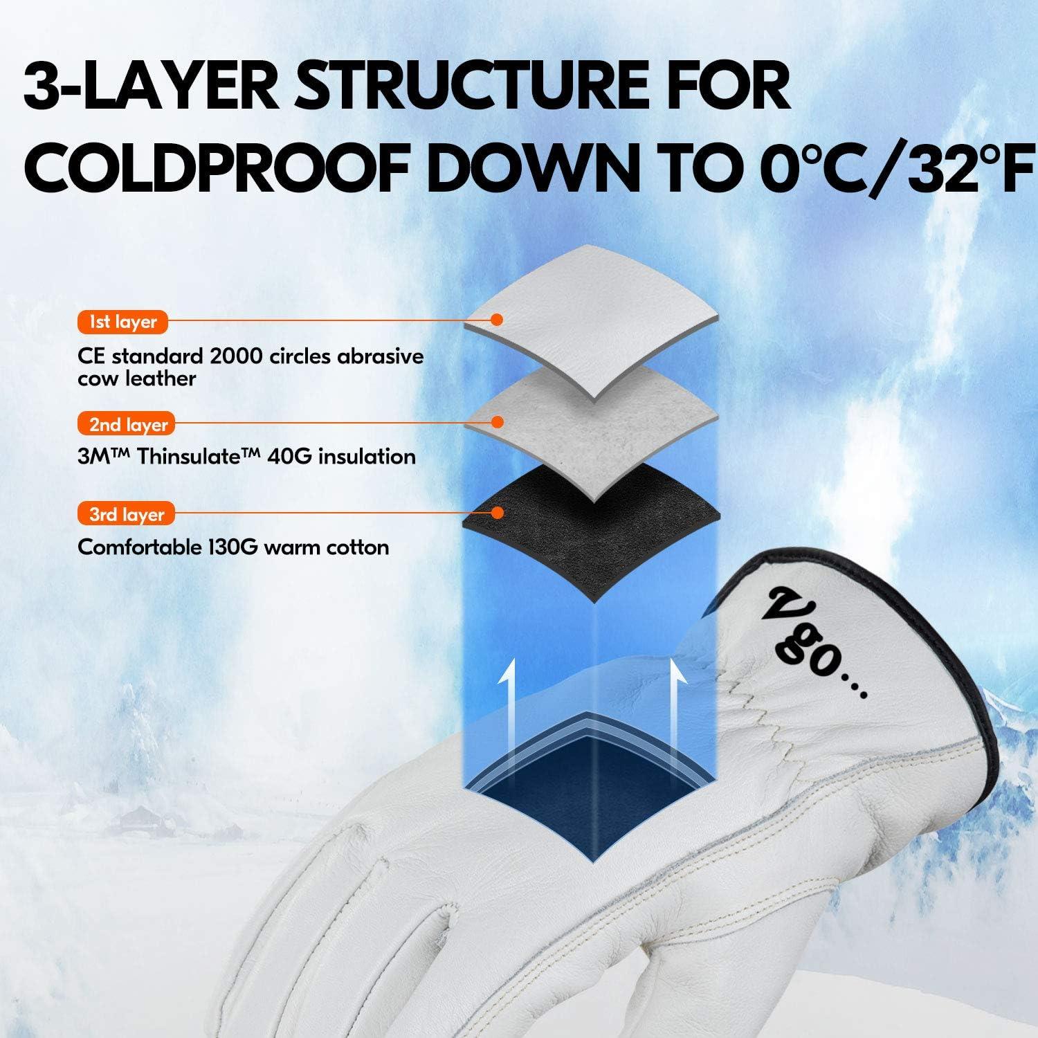 Guantes de Cuero Aislados Vgo CA9501F Talla L Invierno