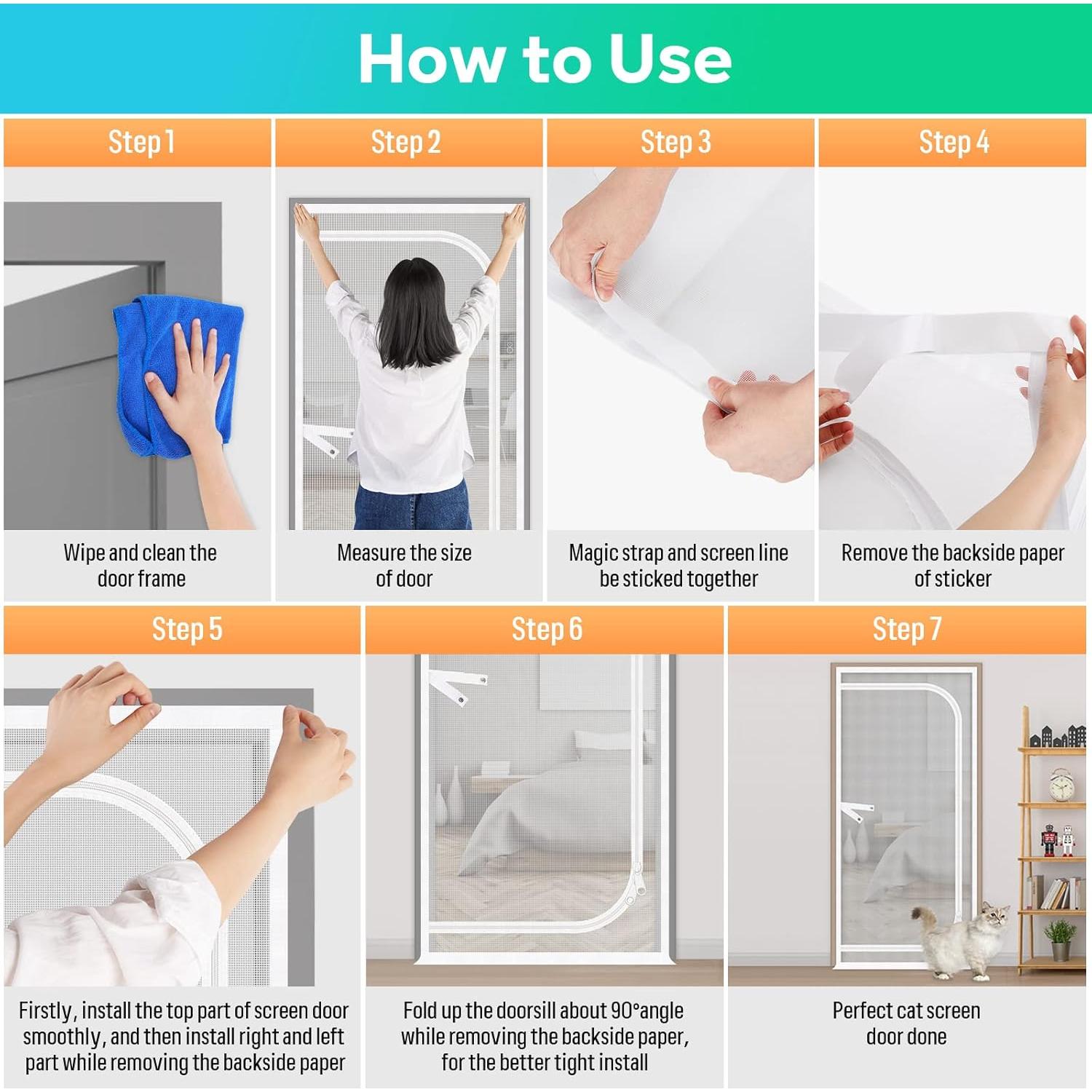 Puerta de Pantalla MYPIN 81x208 cm para Gatos y Perros