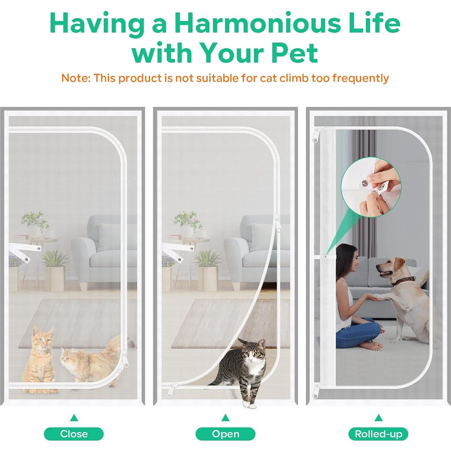 Puerta de Pantalla MYPIN 81x208 cm para Gatos y Perros