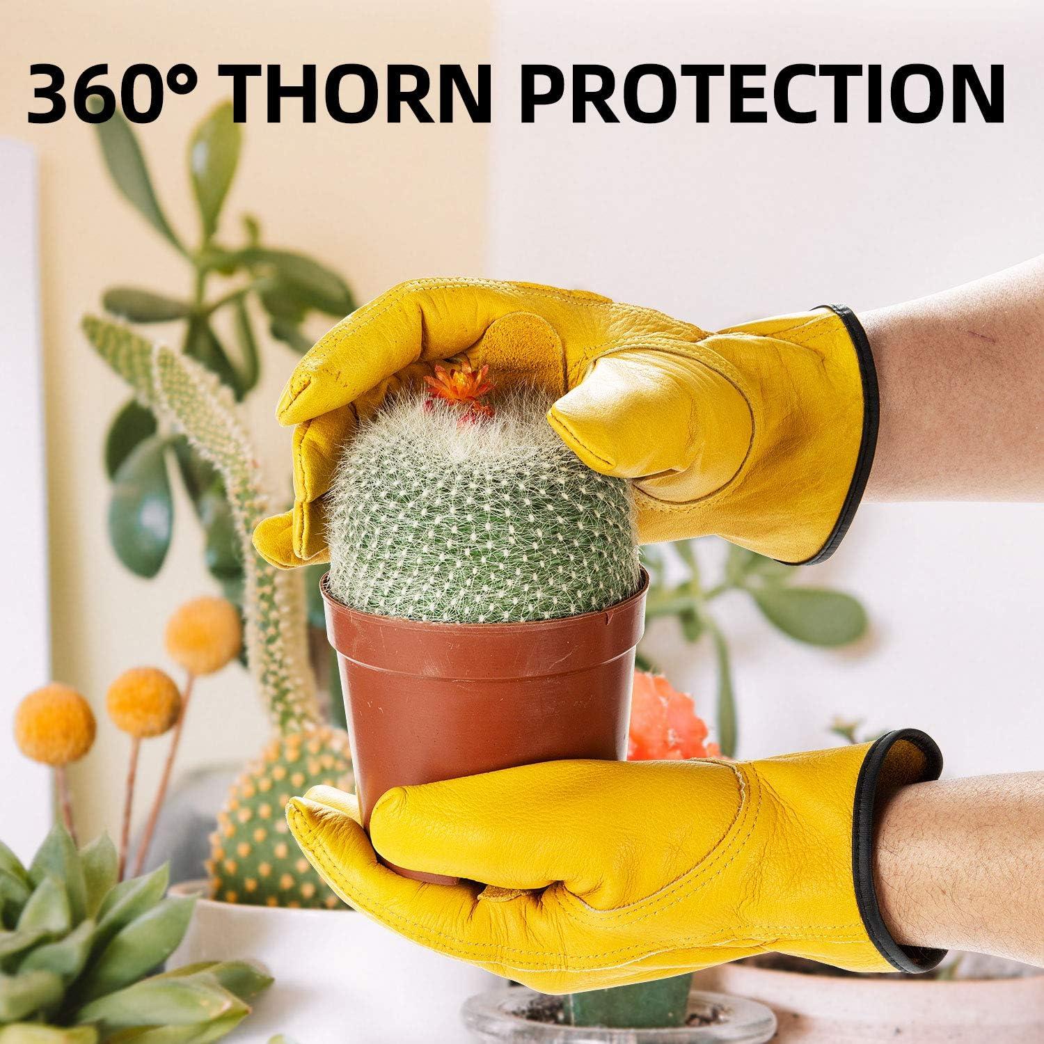 Guantes de Trabajo Vgo de Cuero de Vaca Tamaño M Oro