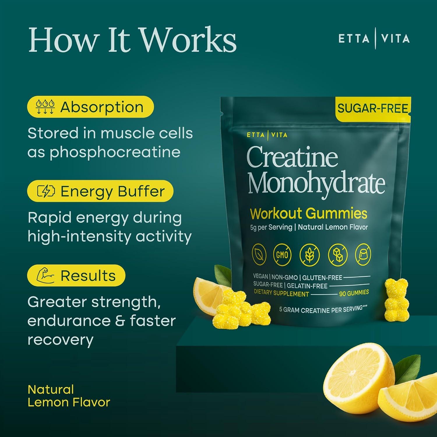 Gomitas de Creatina Monohidrato Etta Vita 5g Sin Azúcar