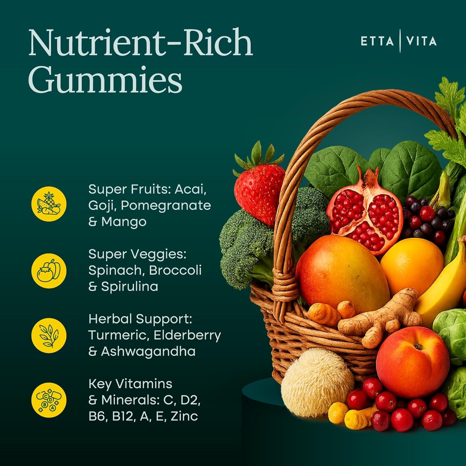 Gomitas de Frutas y Verduras Etta Vita 120 Masticables Veganas