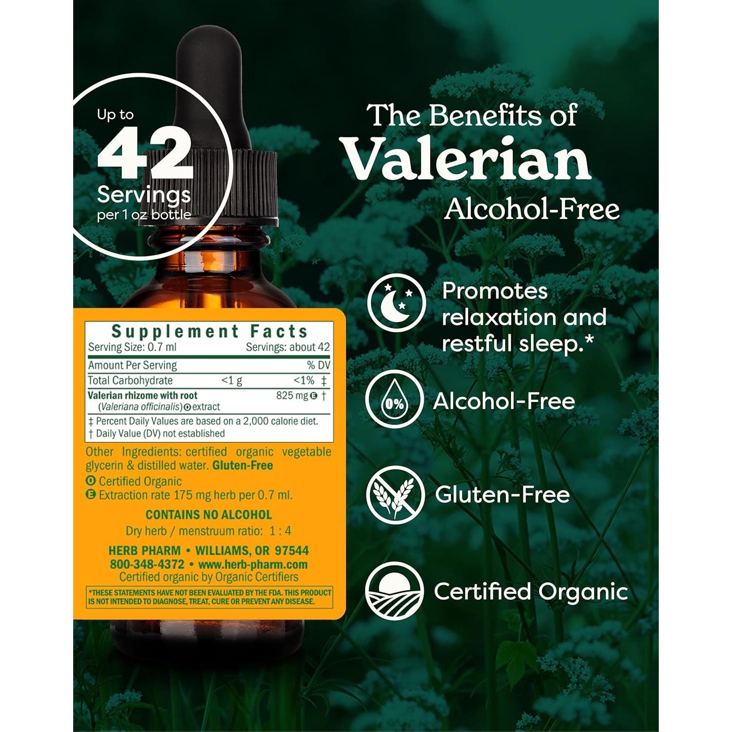 Extracto líquido de raíz de valeriana orgánica Herb Pharm 30 ml