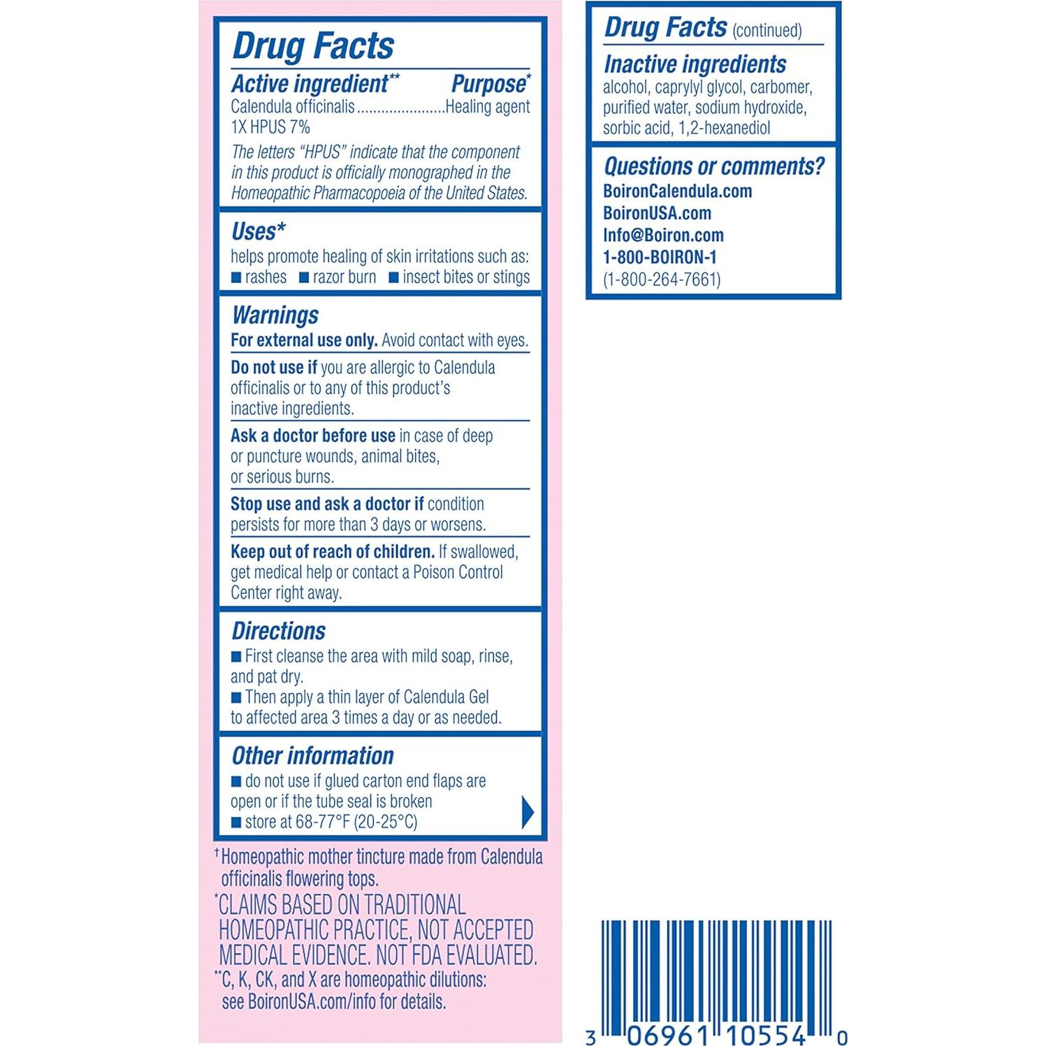 Gel de Caléndula Boiron 42.52 g - Alivio Erupciones y Quemaduras