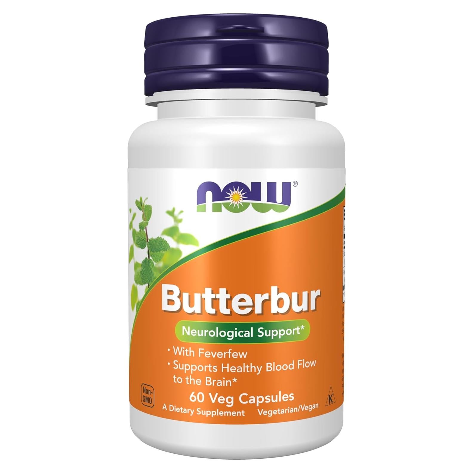 NOW Foods Suplemento Butterbur con Feverfew 60 Cápsulas Veganas