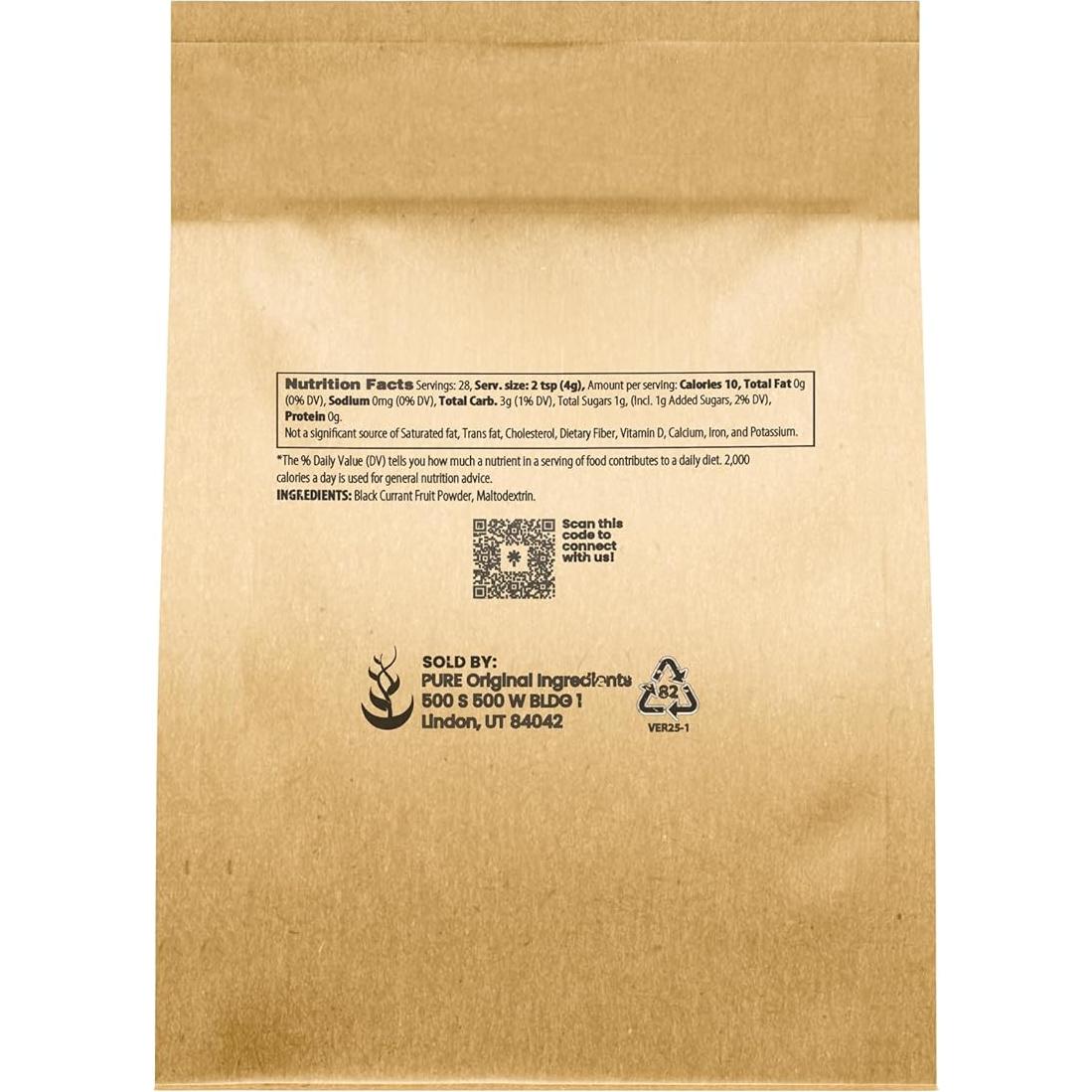 Polvo de Grosella Negra Ingredientes Originales 113.4 g