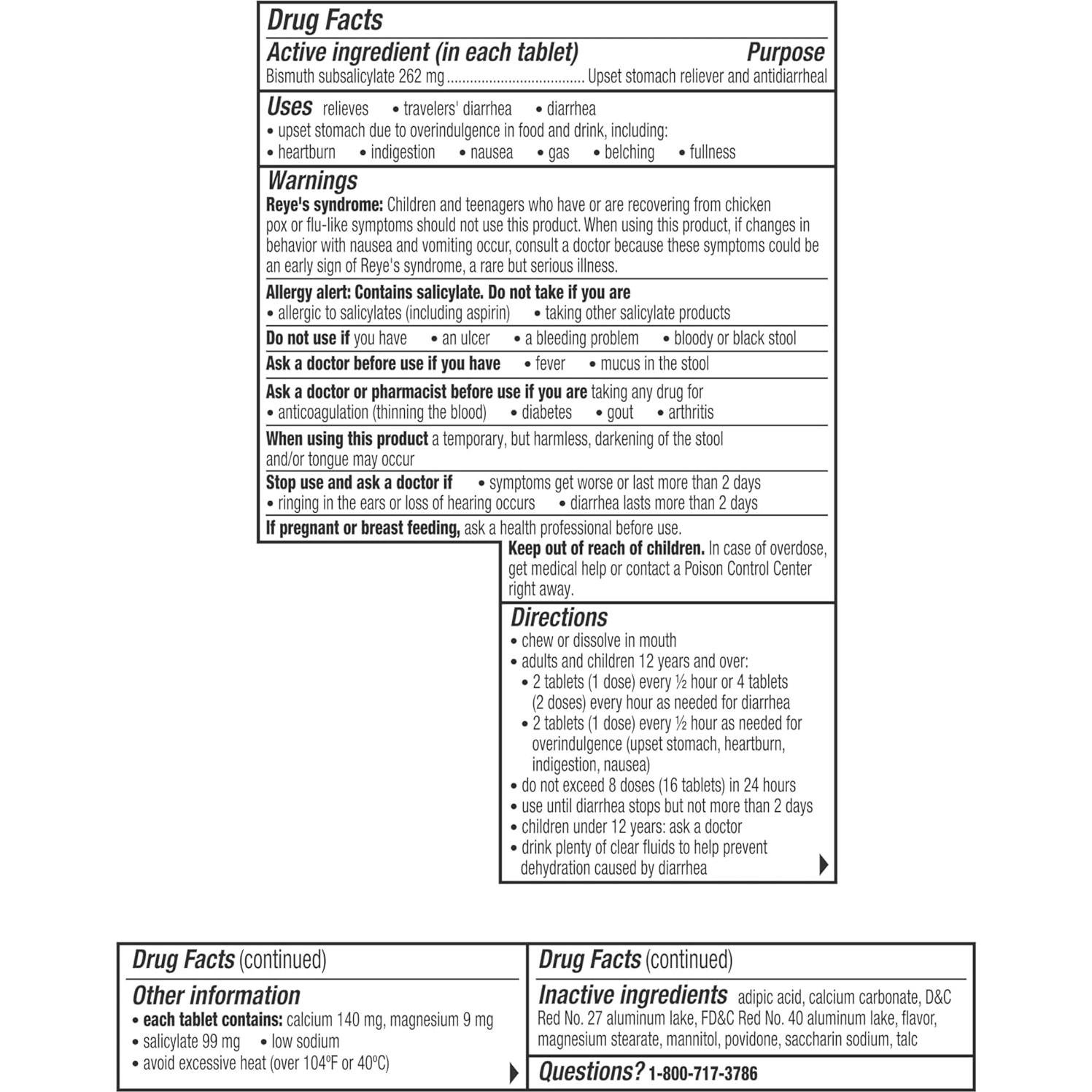 Tabletas Masticables Pepto Bismol 90 Unidades Alivio Digestivo