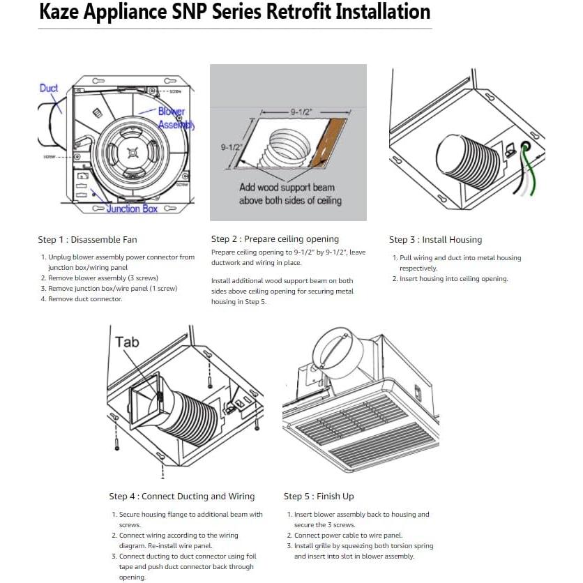 Ventilador de Extracción KAZE SNP100 100 CFM 0.8 Sone Silencioso