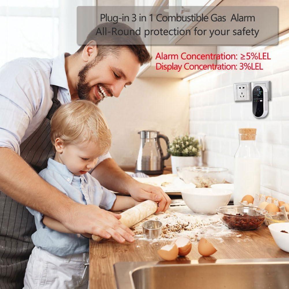 Detector de Gas Natural Enchufable KH Alert 3 en 1 LCD