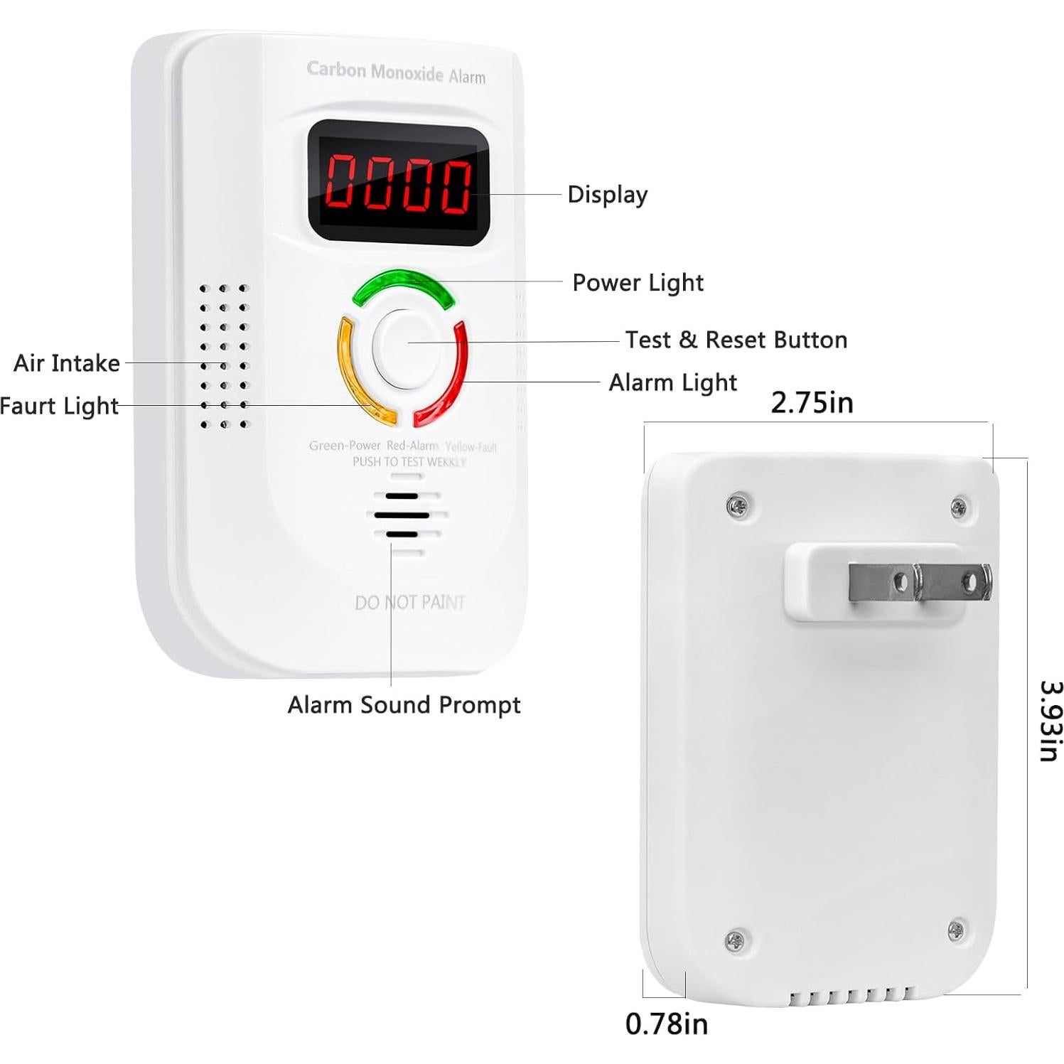 Paquete de 2 Detectores de Monóxido de Carbono ZARSAFLY