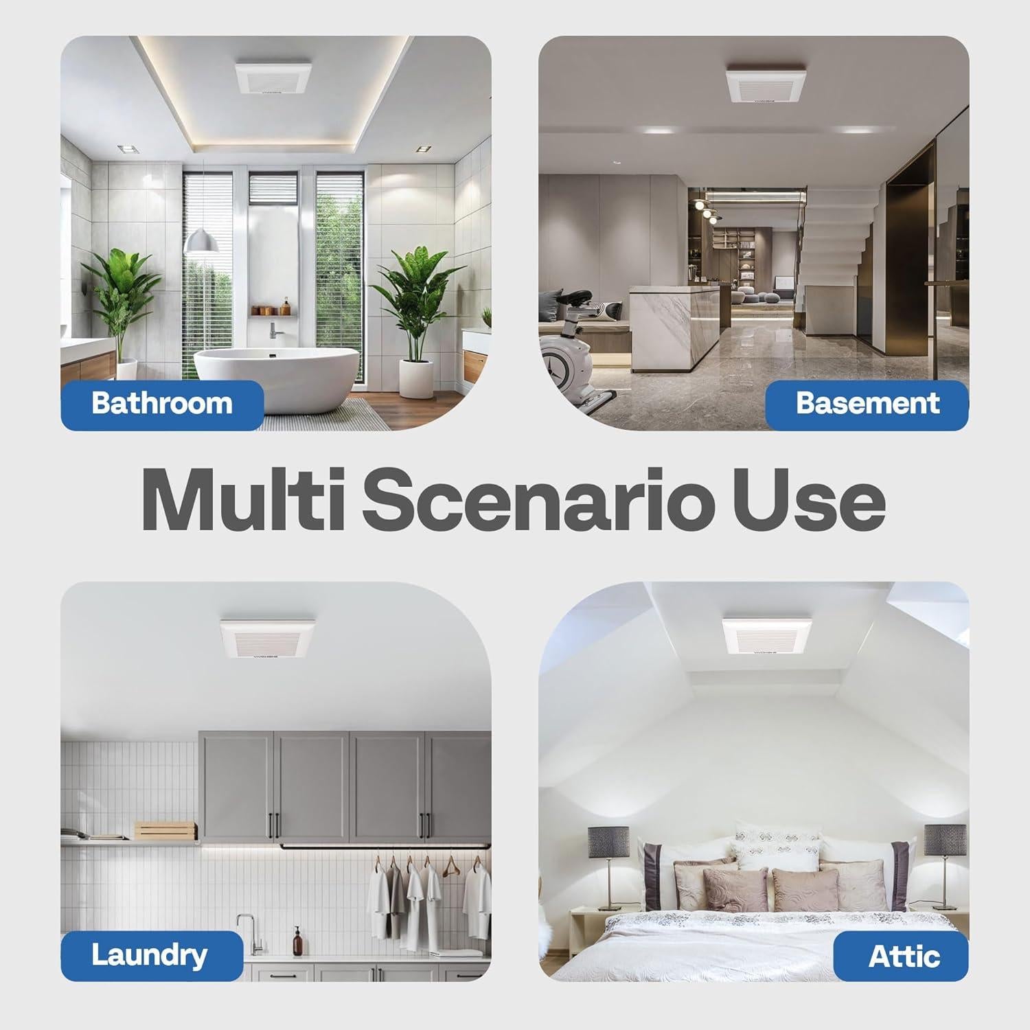 Ventilador Extractor de Baño VIVOHOME 80 CFM Blanco Silencioso