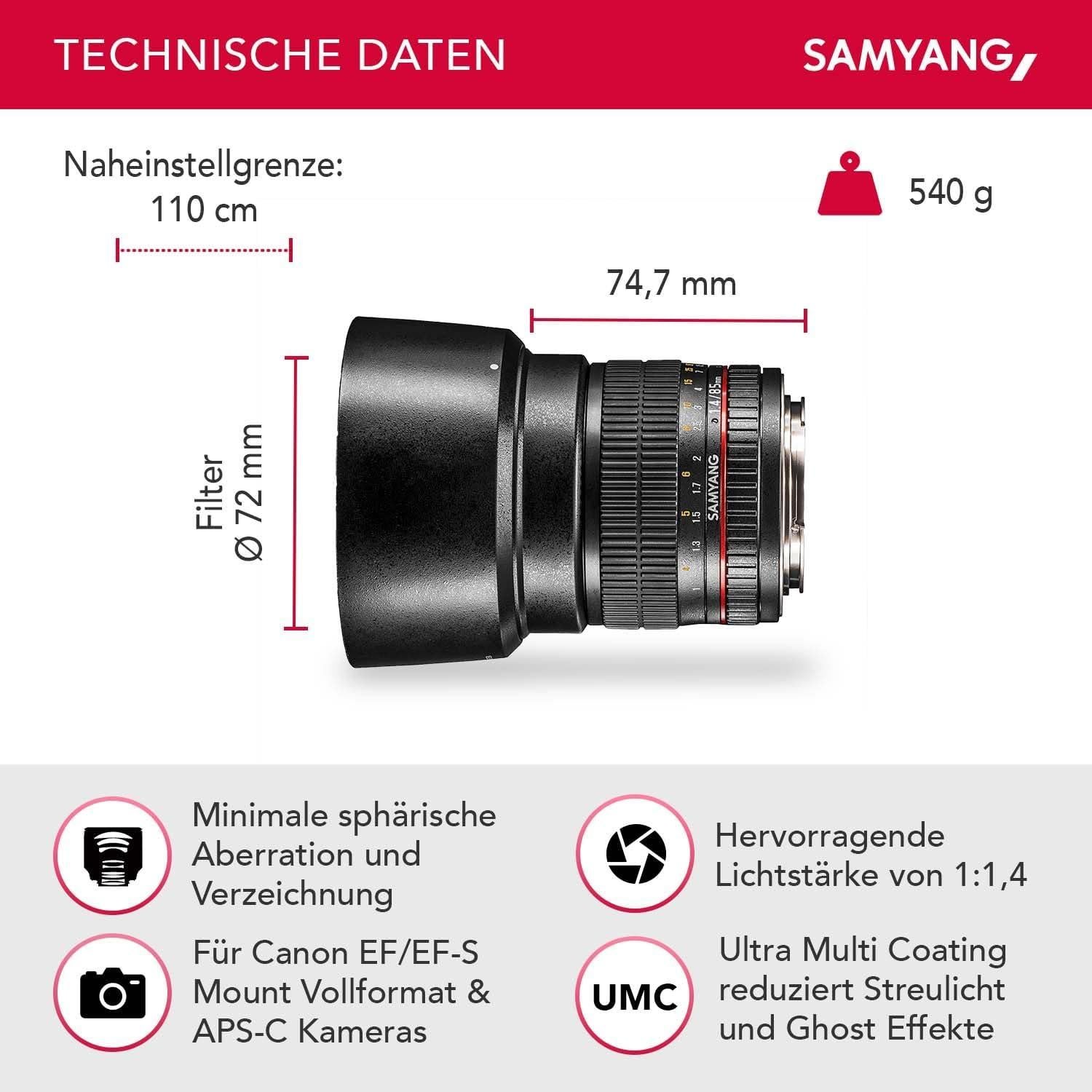 Lente Samyang 85 mm f/1.4 IF para Canon - Retrato