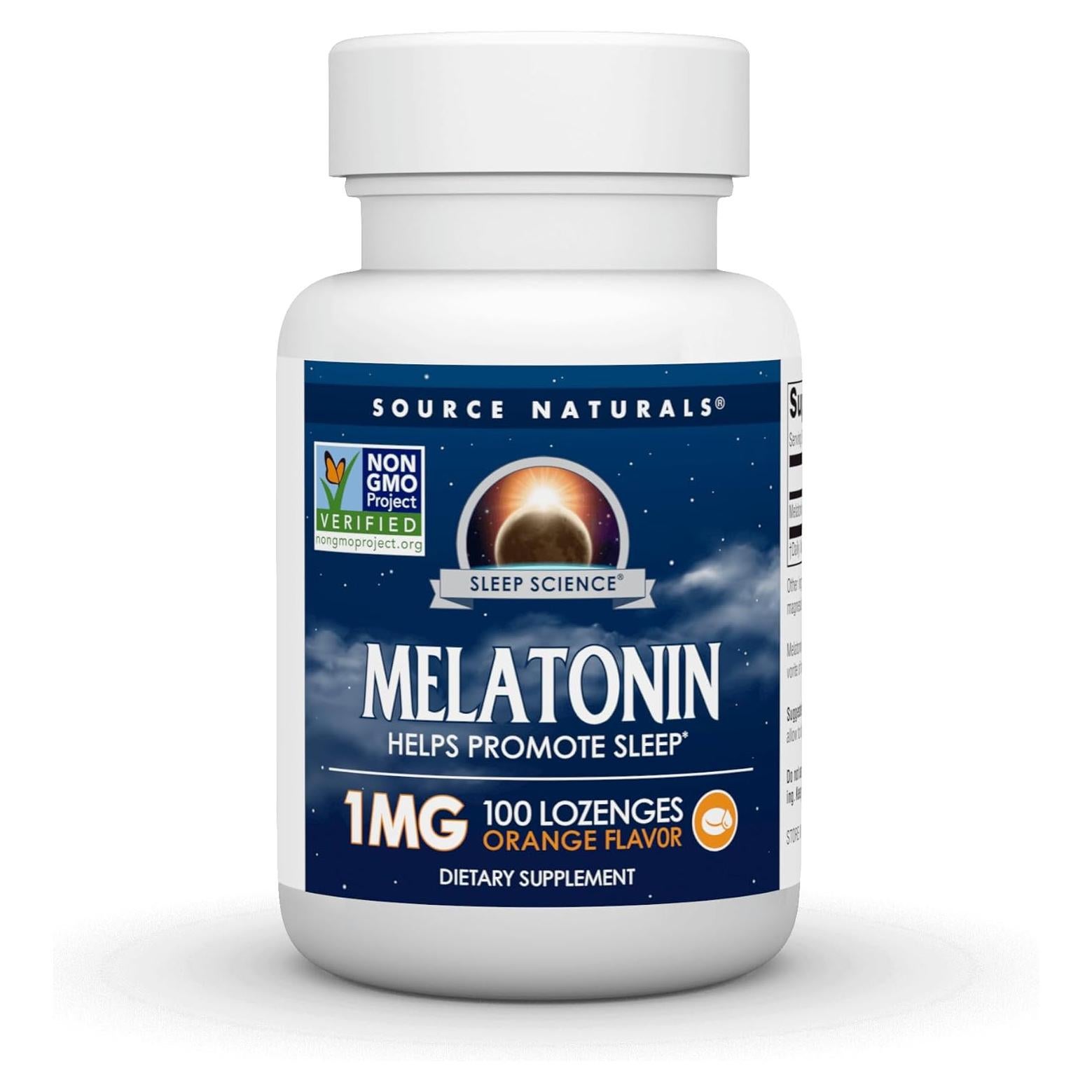 Melatonina Source Naturals 1mg 100 Pastillas Naranja