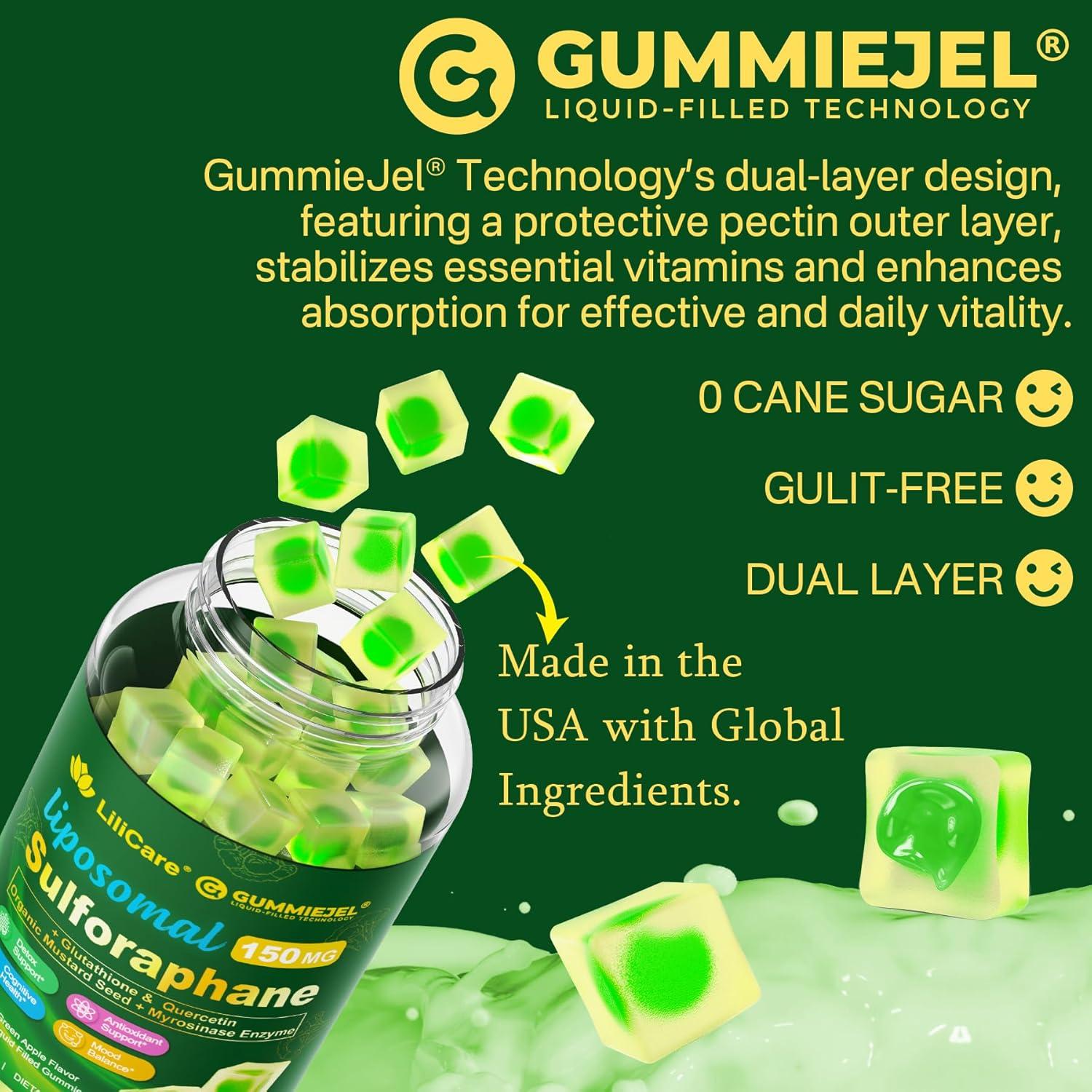 Suplemento de Sulforafano LILICARE 150mg 60 Gomitas Antioxidantes