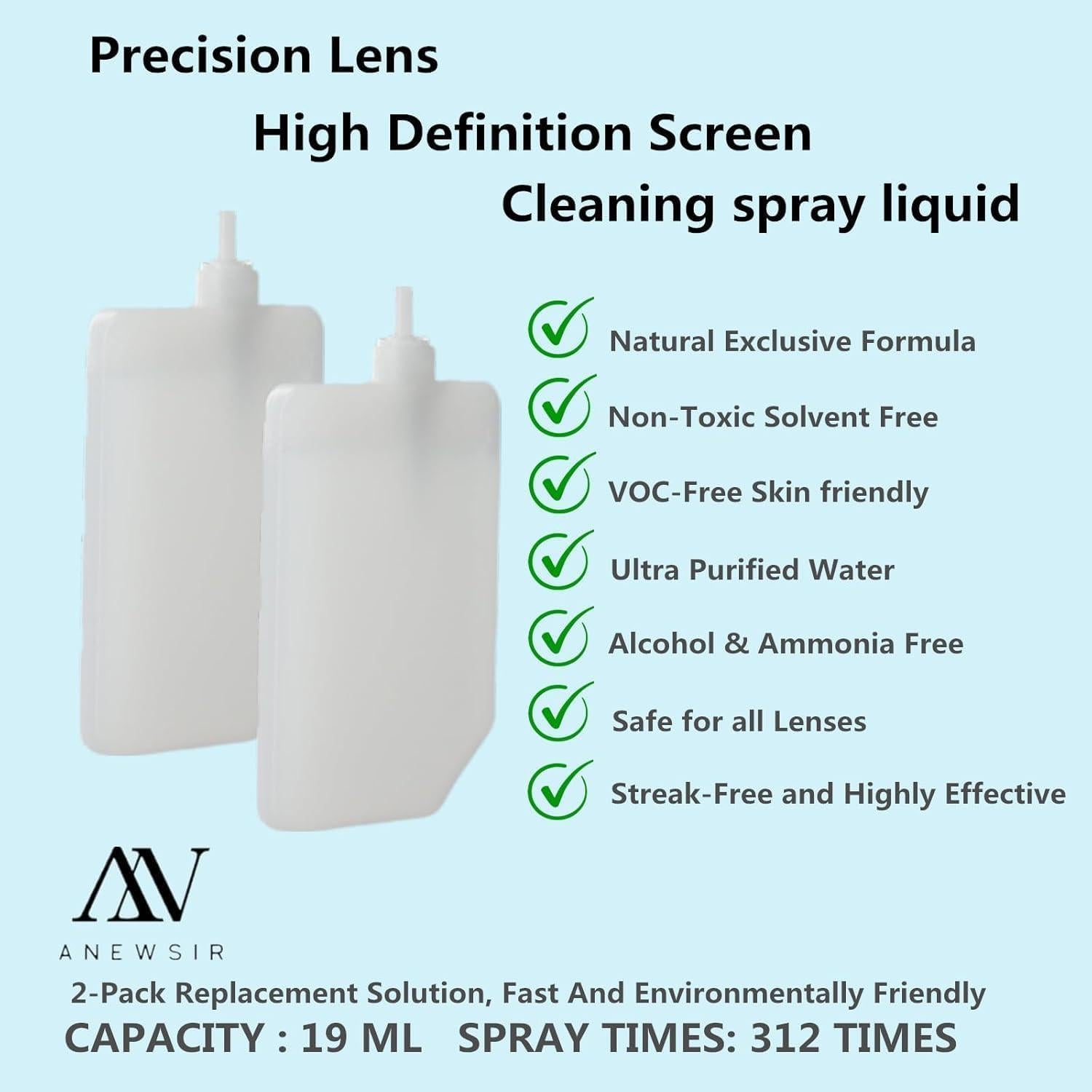 Kit Limpiador de Gafas y Pantallas ANEWSIR - Recargable 19ml