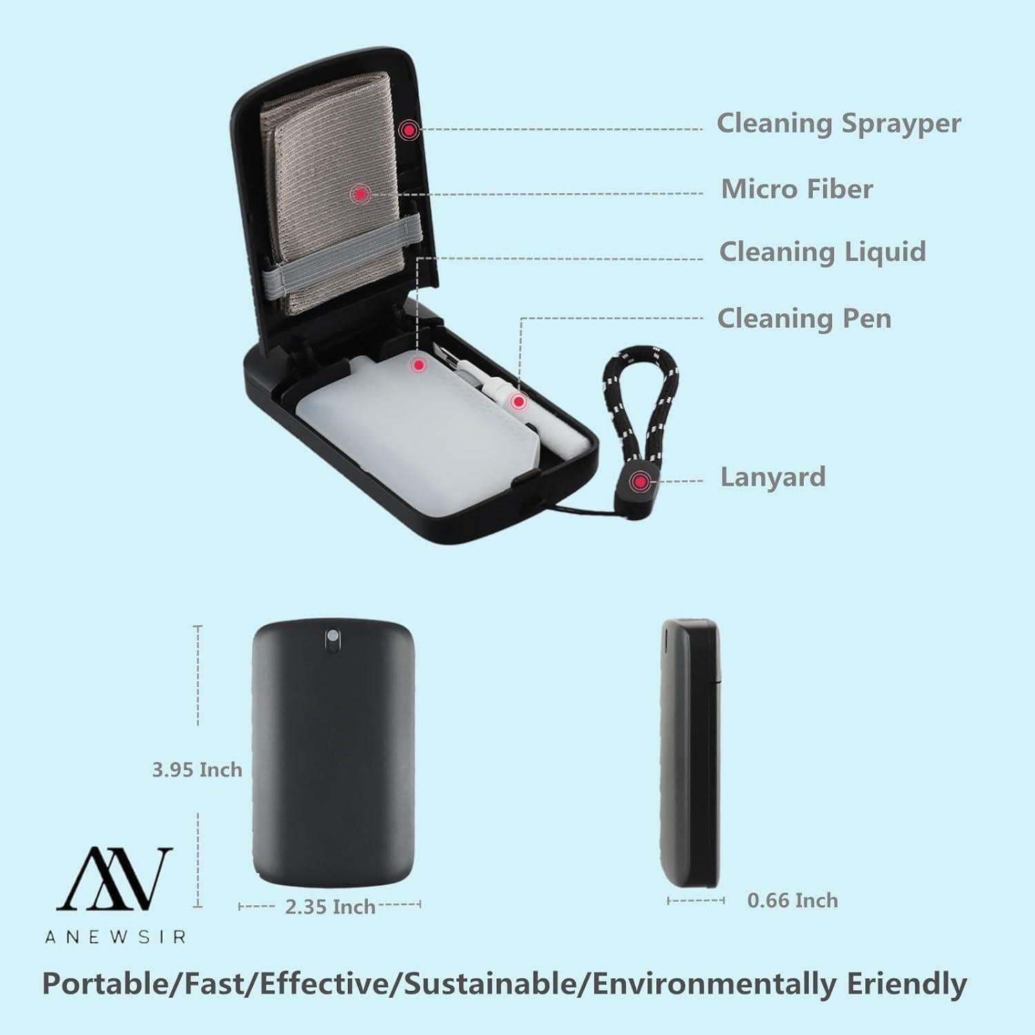 Kit Limpiador de Gafas y Pantallas ANEWSIR - Recargable 19ml