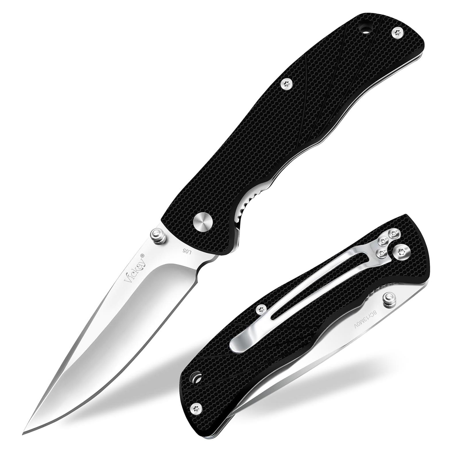 Cuchillo de bolsillo Vickay plegable G10 9.5 cm negro EDC