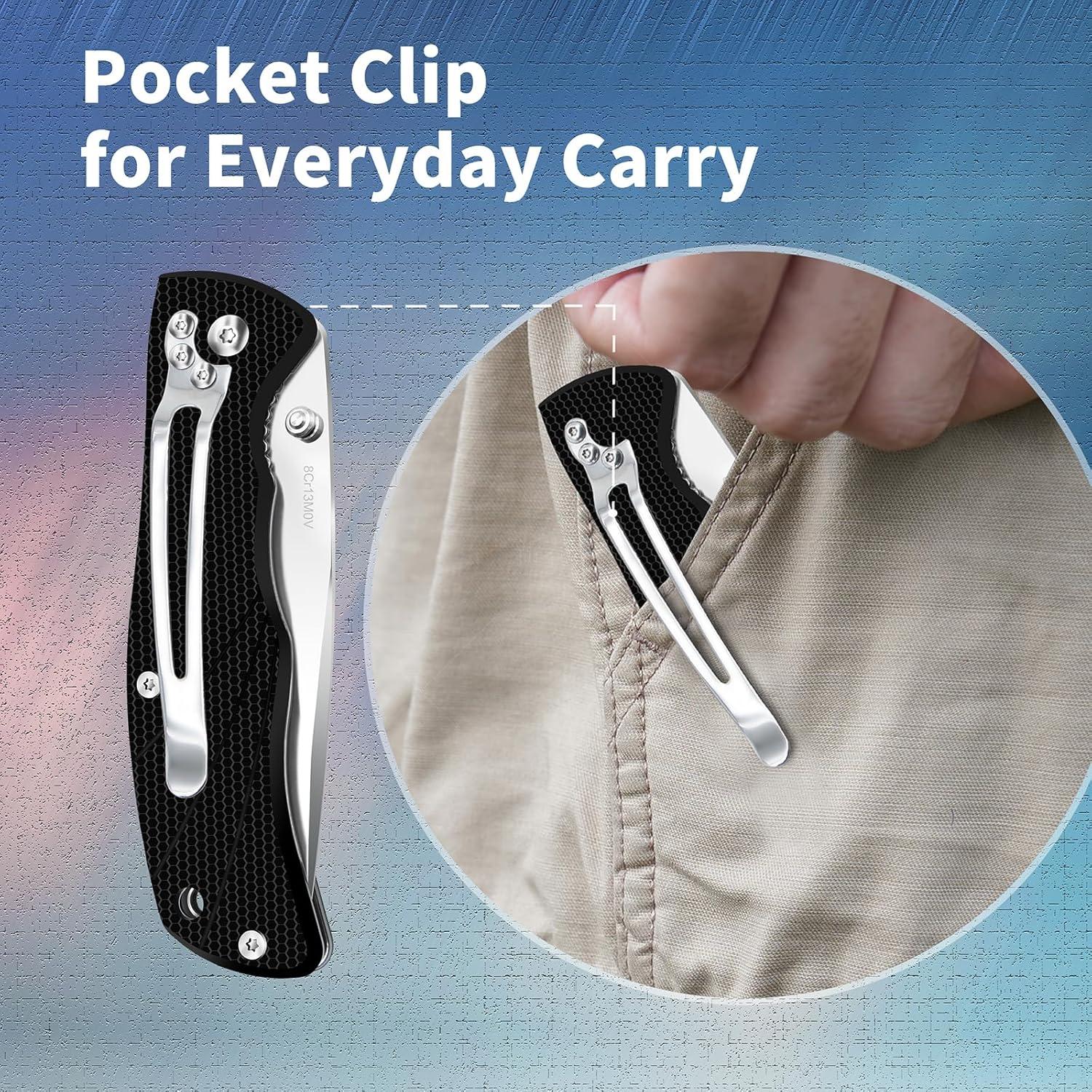 Cuchillo de bolsillo Vickay plegable G10 9.5 cm negro EDC