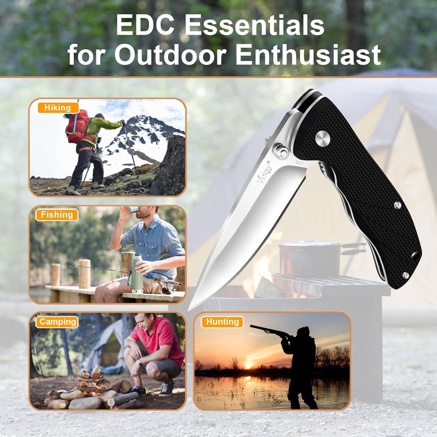 Cuchillo de bolsillo Vickay plegable G10 9.5 cm negro EDC