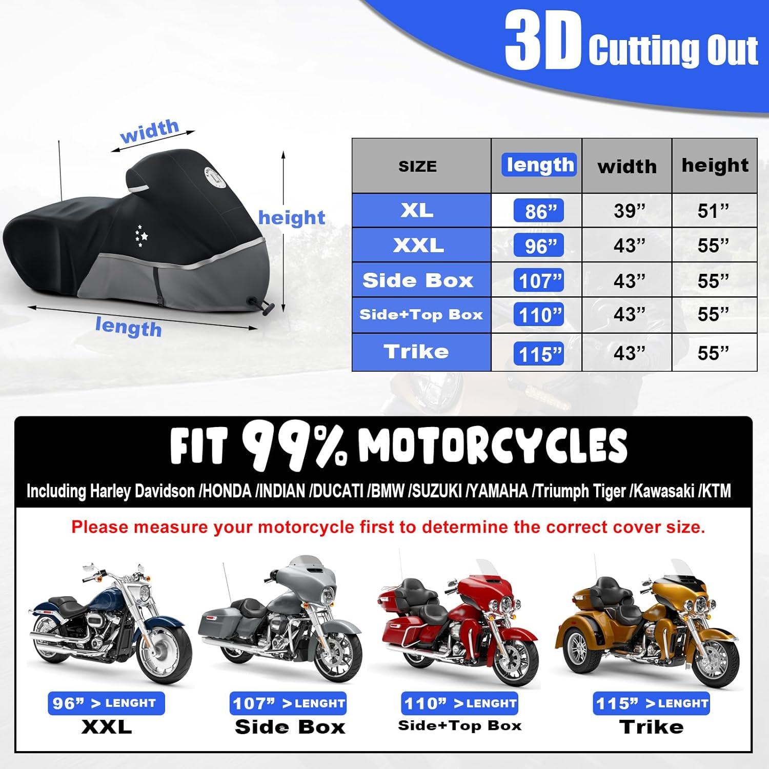 Cubierta de Motocicleta LI LIBZAKI 420D XL Impermeable 218 cm