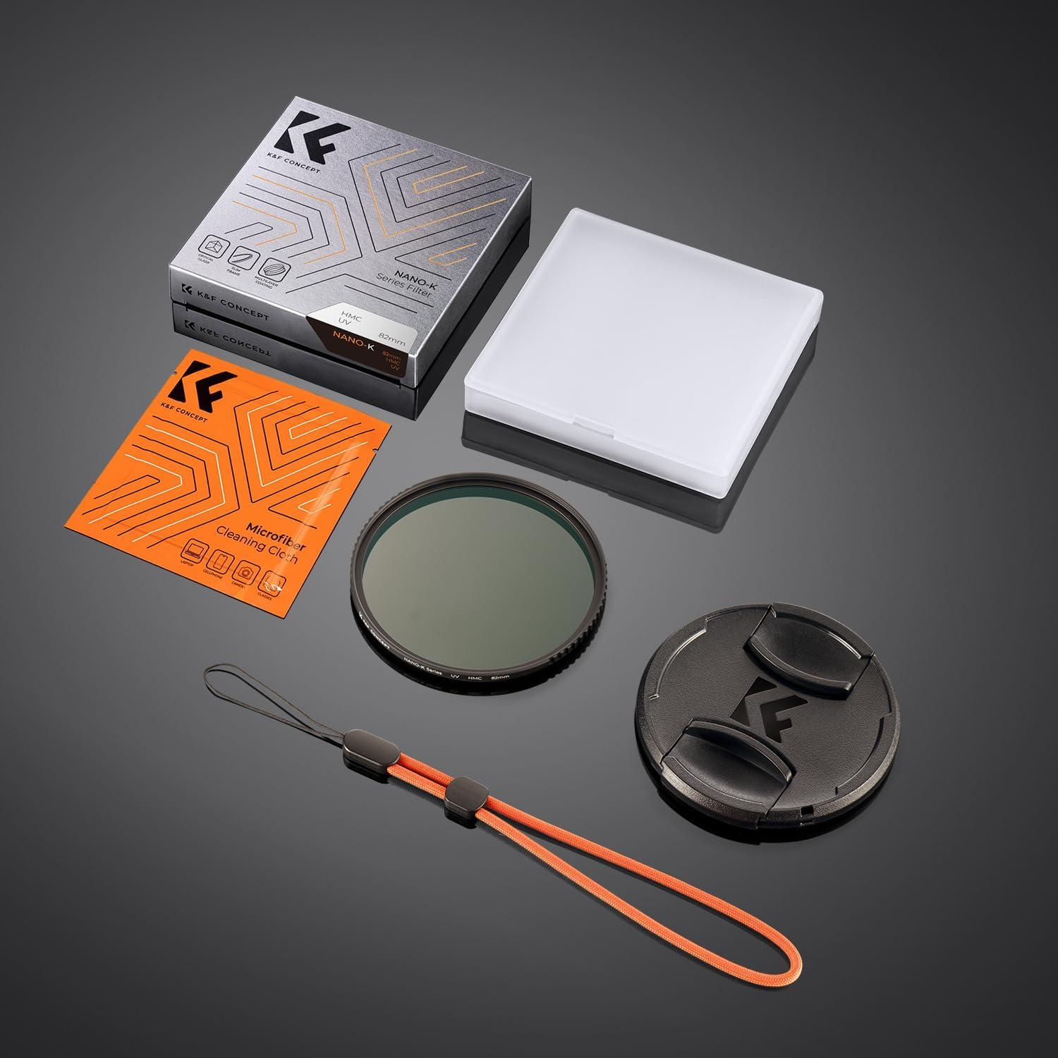 Filtro UV K&F Concept 37mm con tapa y paño de limpieza