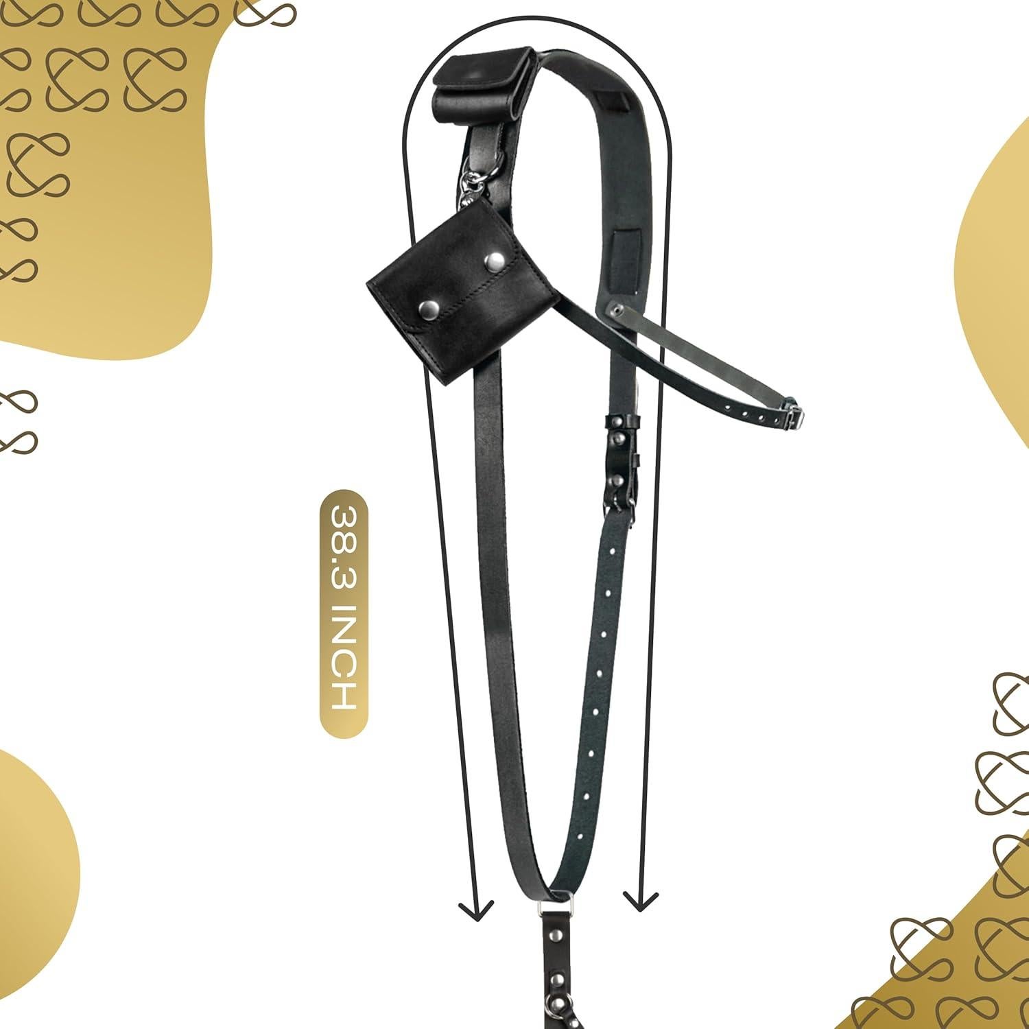 Correa de cámara de cuero acolchada C Coiro negra con soporte