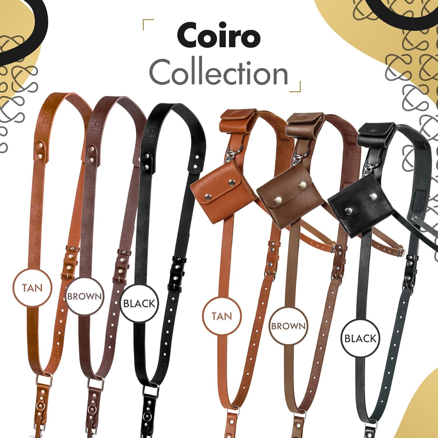 Correa de cámara de cuero acolchada C Coiro negra con soporte