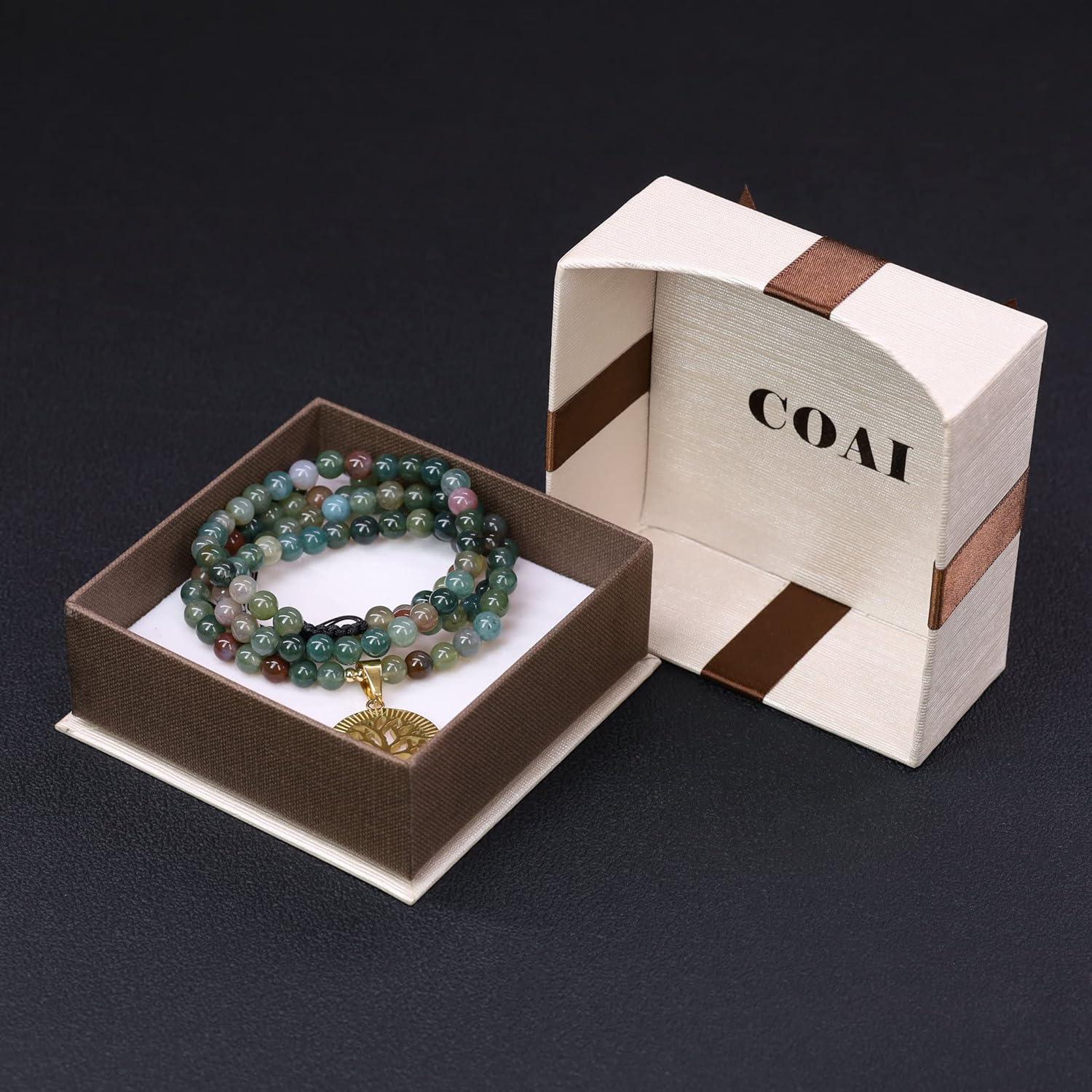 Collar Mala COAI 108 Cuentas Ágata India 6mm con Árbol de la Vida