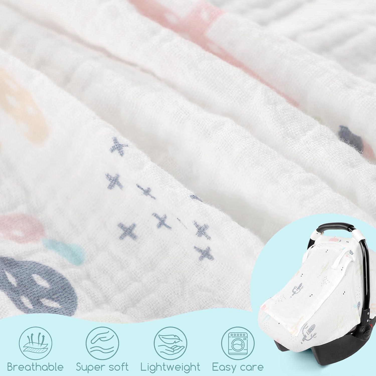 Cubierta de Asiento de Coche Muselina Bebé Cactus 360°