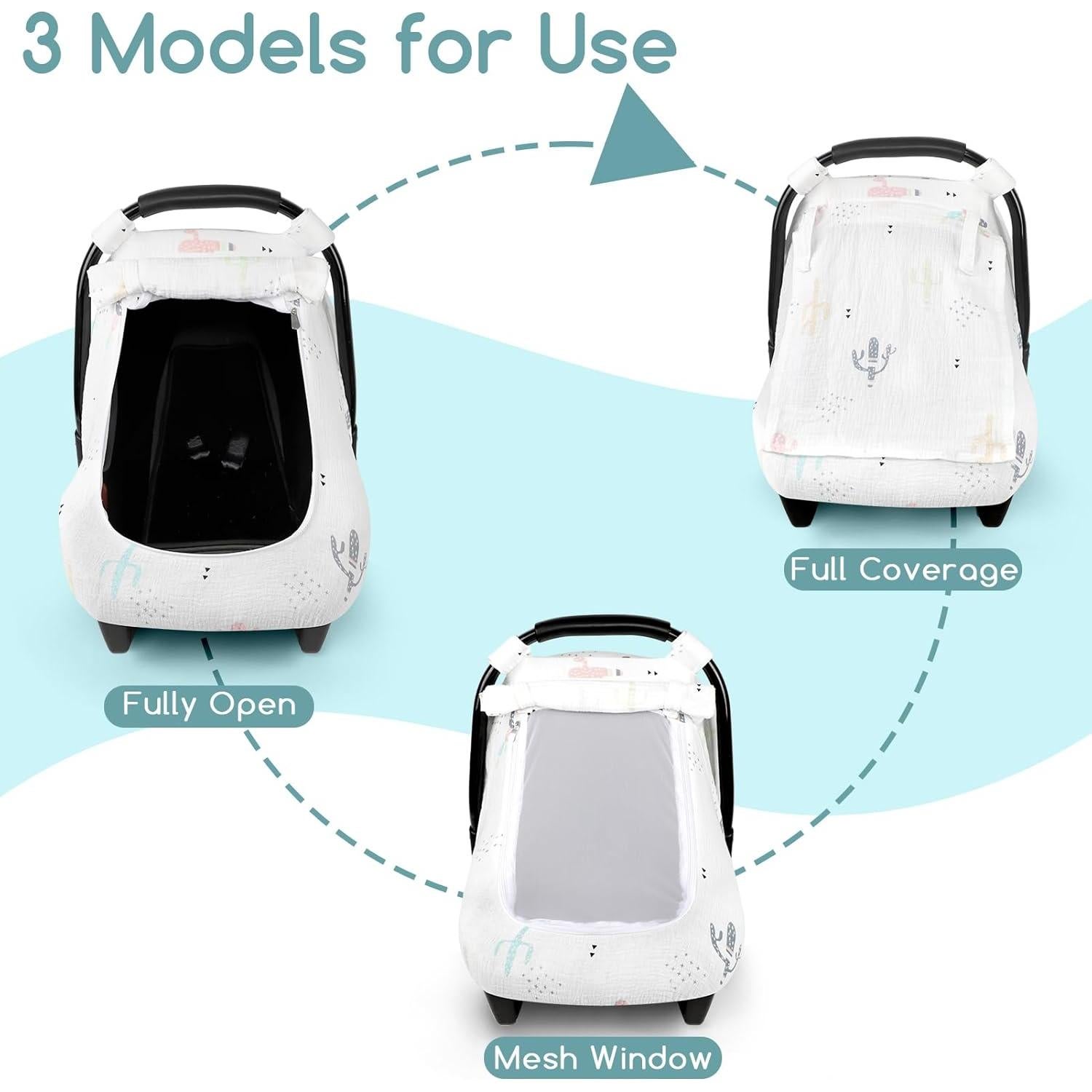 Cubierta de Asiento de Coche Muselina Bebé Cactus 360°