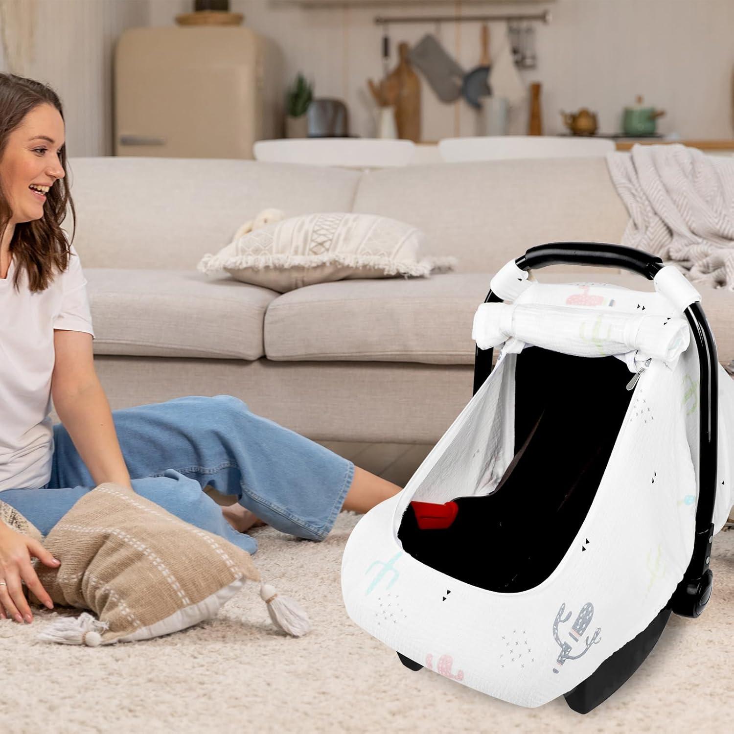 Cubierta de Asiento de Coche Muselina Bebé Cactus 360°