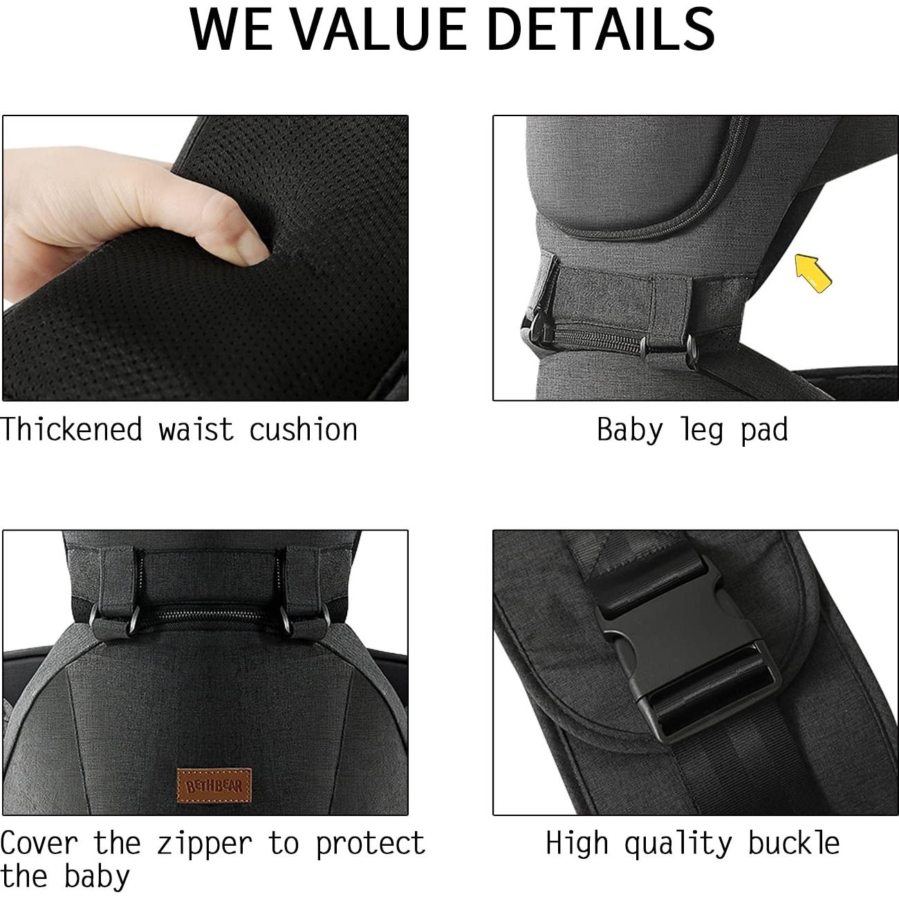 Portabebés ergonómico Acumas negro 6 en 1 ajustable