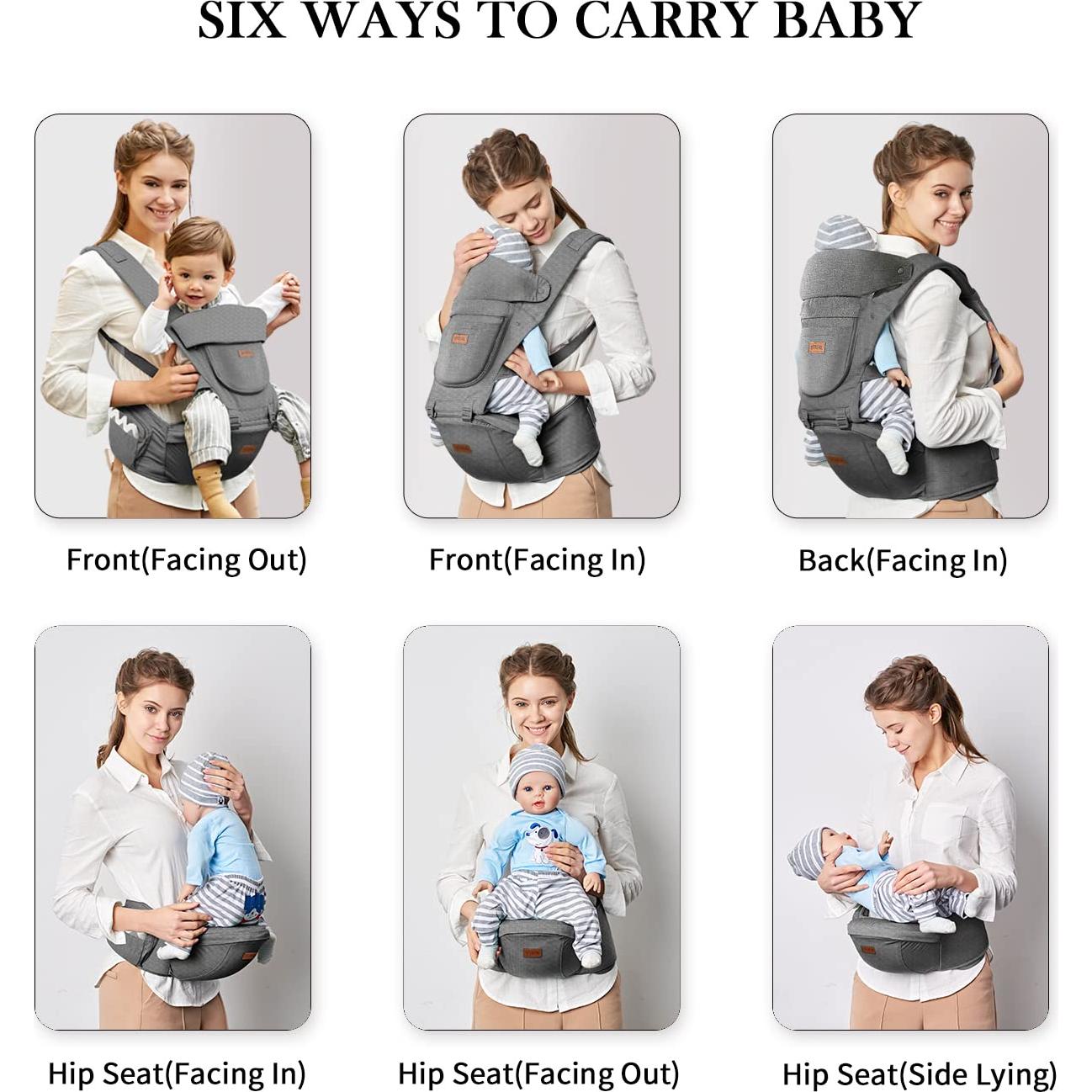 Portabebés ergonómico Acumas negro 6 en 1 ajustable