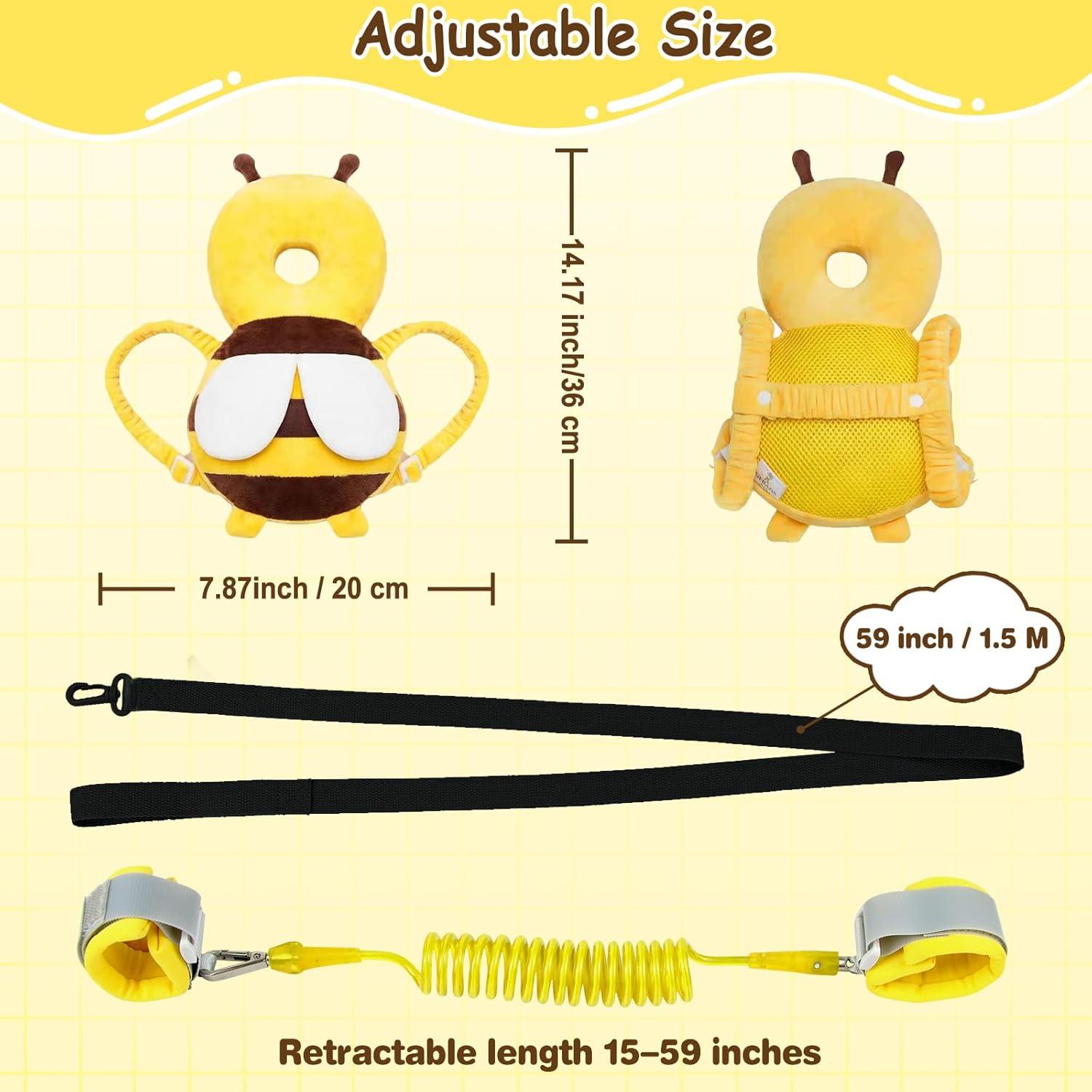 Mochila Protectora de Cabeza Bebé Abeja Amarilla 3 en 1