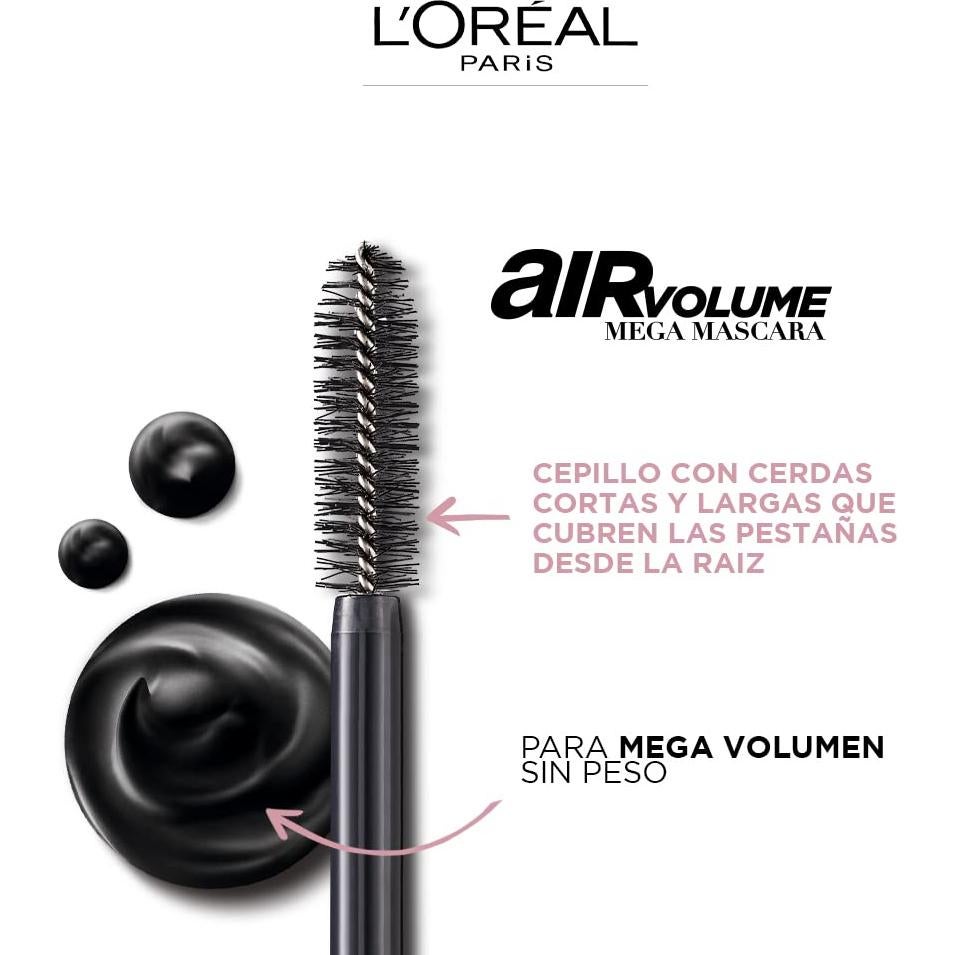 Máscara Mega Volumen Air Volume L'Oréal Paris 8.8 ml Negra