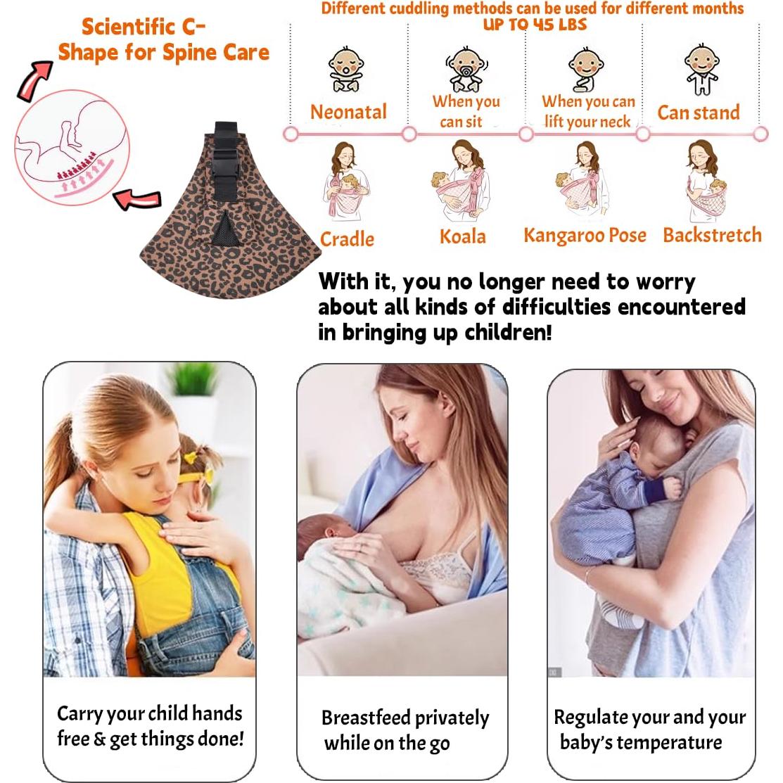 Portabebés Ajustable Ergonomía Leopardo 0-20.4 kg