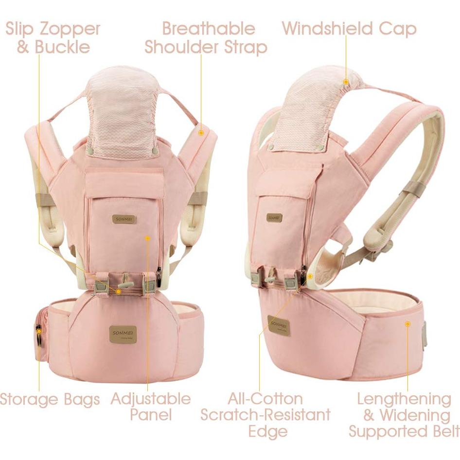 Portabebés Ergonómico 3 en 1 Rosa AG0006 Ajustable 0-15 kg