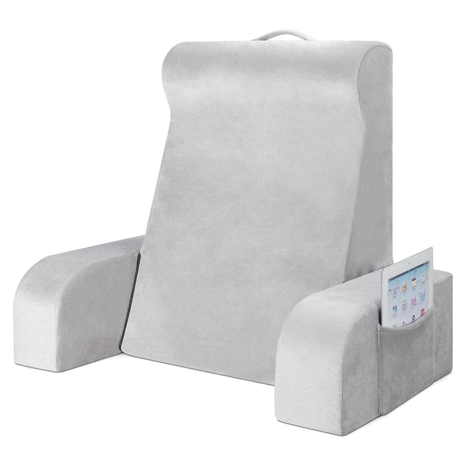 Almohada de Lectura LEBENGURU Grande 61 cm Terciopelo Gris
