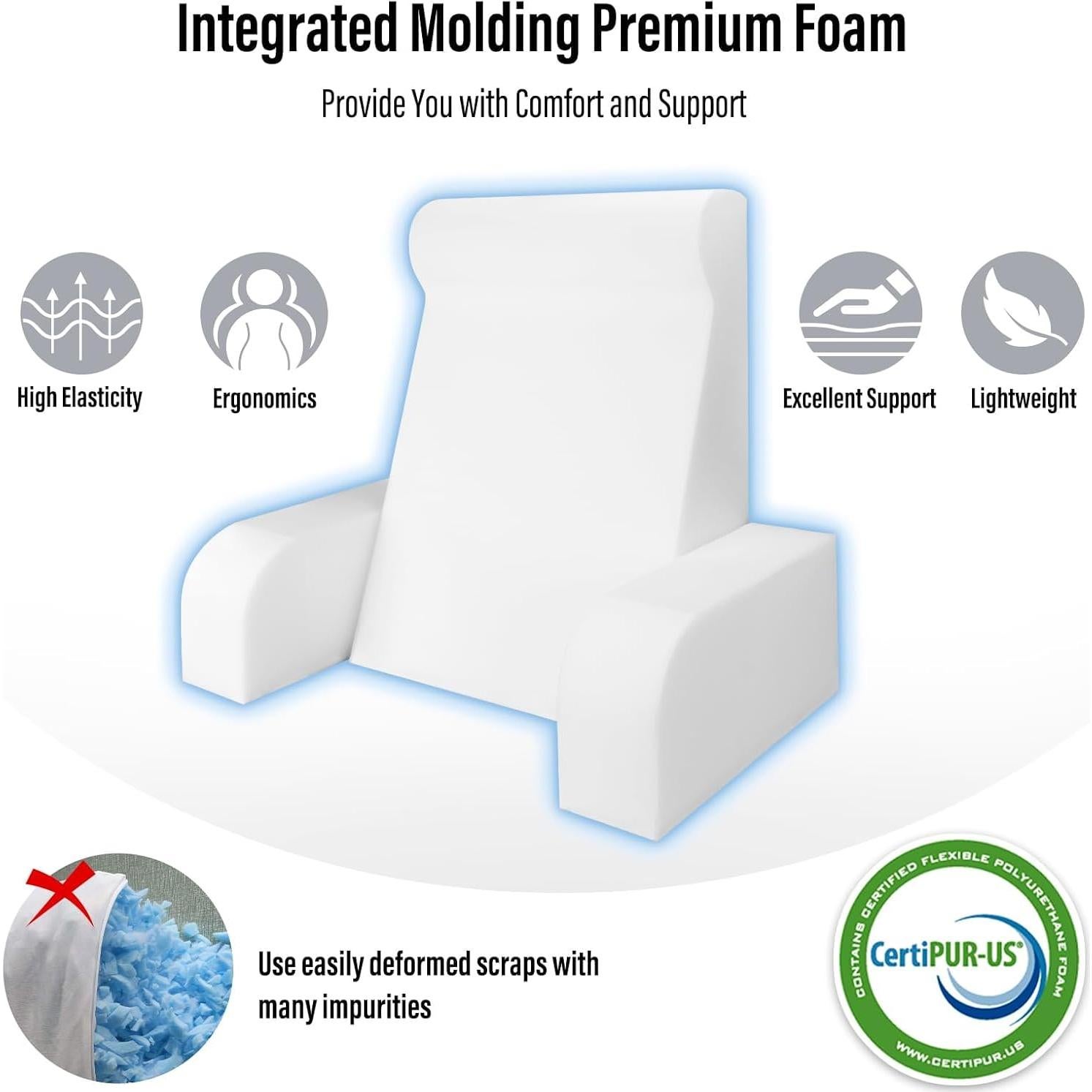 Almohada de Lectura LEBENGURU Grande 61 cm Terciopelo Gris