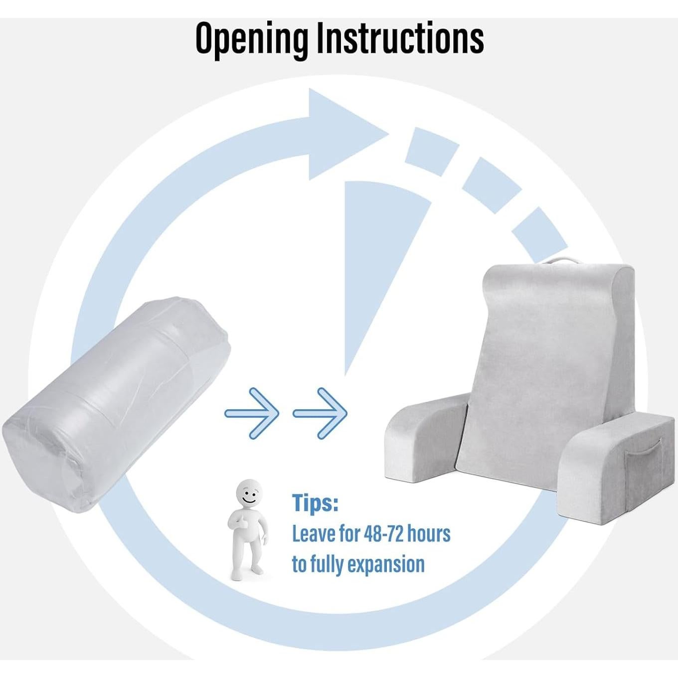 Almohada de Lectura LEBENGURU Grande 61 cm Terciopelo Gris