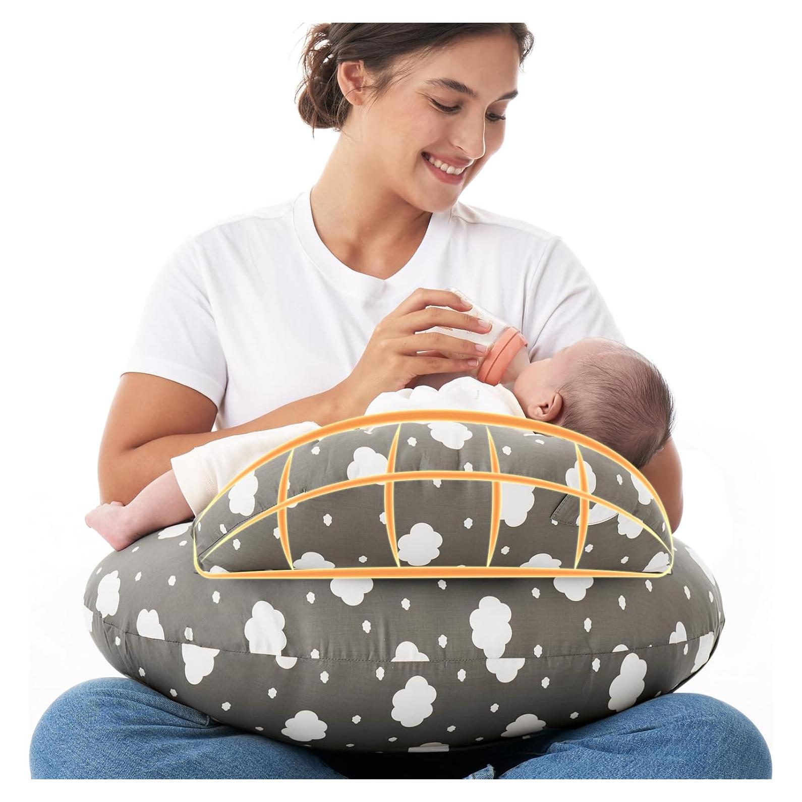 Almohada de Lactancia Momcozy Gris - Soporte Total y Ajustable