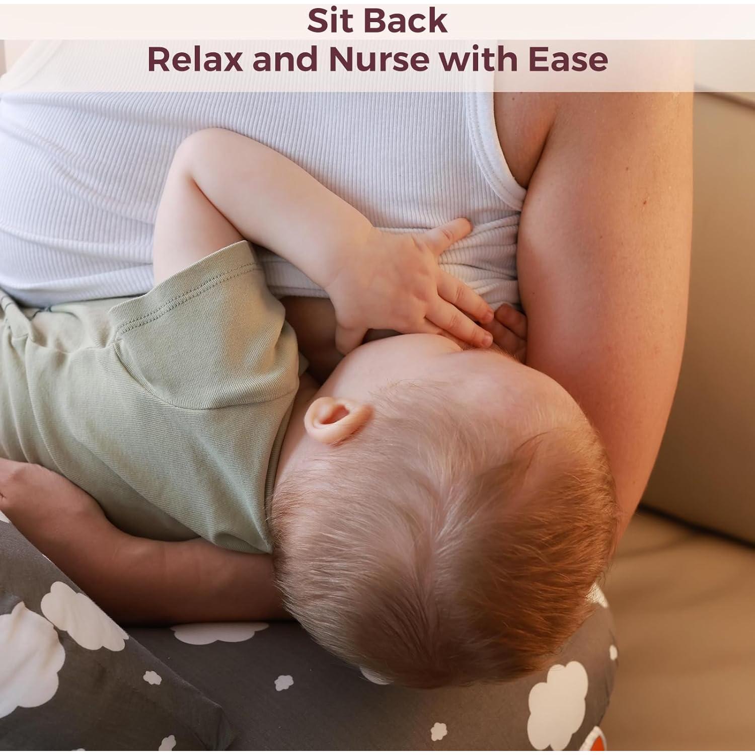 Almohada de Lactancia Momcozy Gris - Soporte Total y Ajustable