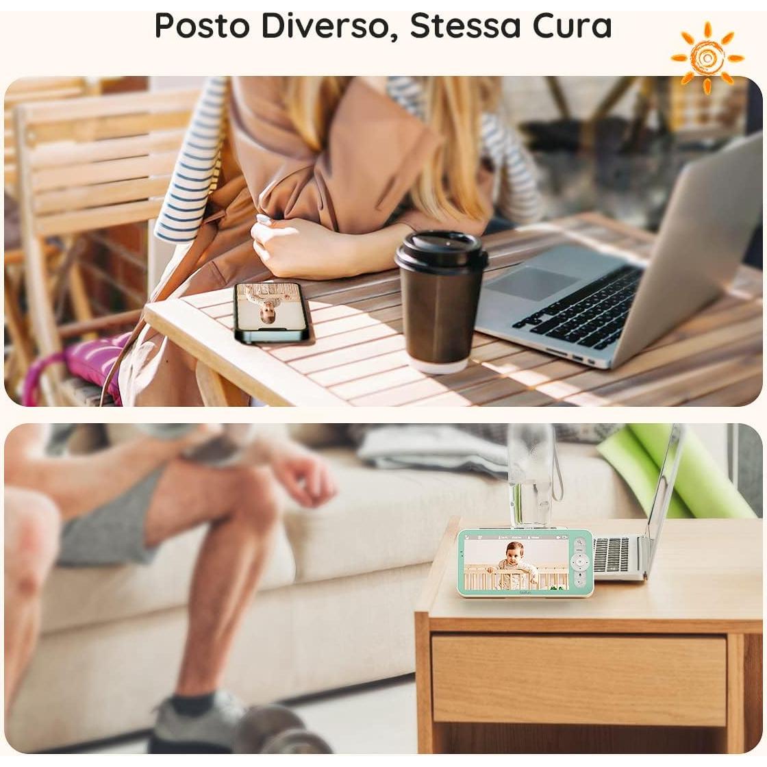 Monitor de Bebé BOIFUN 2K WiFi 5" con Audio y Luz Nocturna